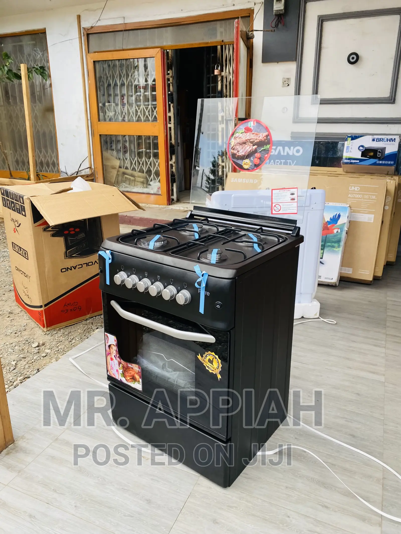 Sealed in Box Ferre 60x60 4 Gas Burner With Oven(Black) 