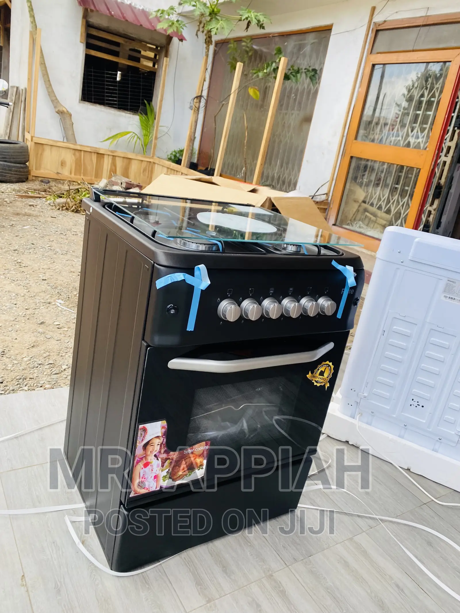 Stainless Steel Ferre 60x60 4 Gas Burner + Oven(Black).