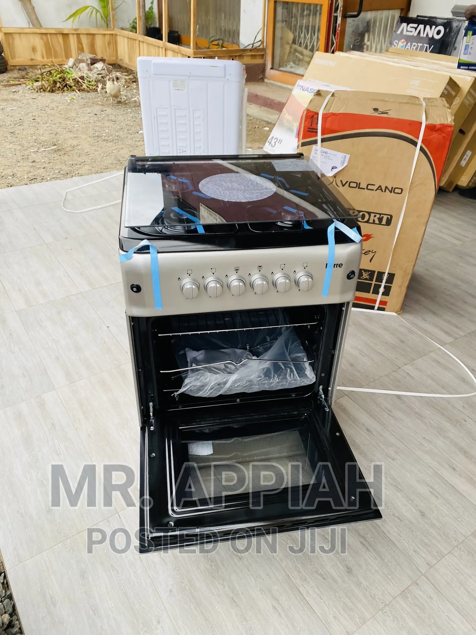 Unique Ferre 60x60 4 Gas Burner With Oven and Grill(Gray)
