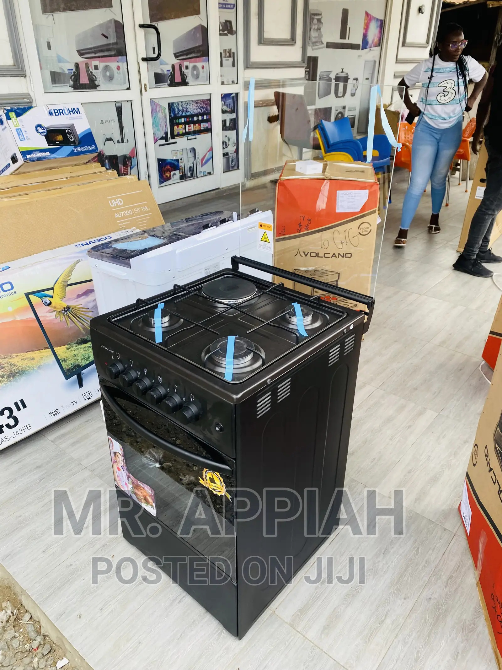 50x50 Volcano 3 Gas Burner+ 1 Electric Cooker + Oven(Black)