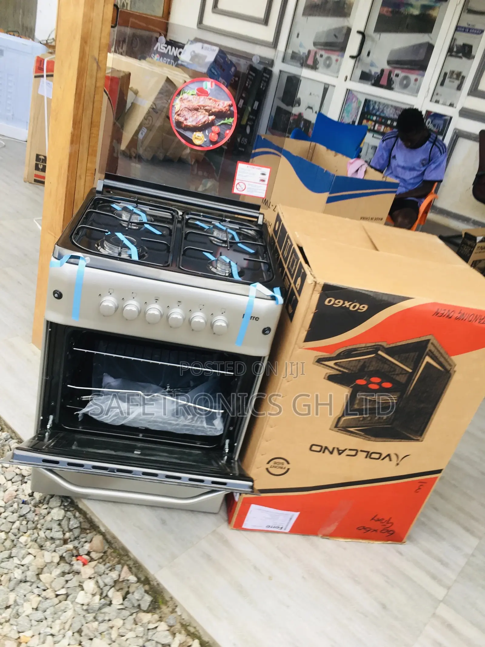 Sliver Ferre 4 Gas Burner Oven With Grill 60x60 Cooker