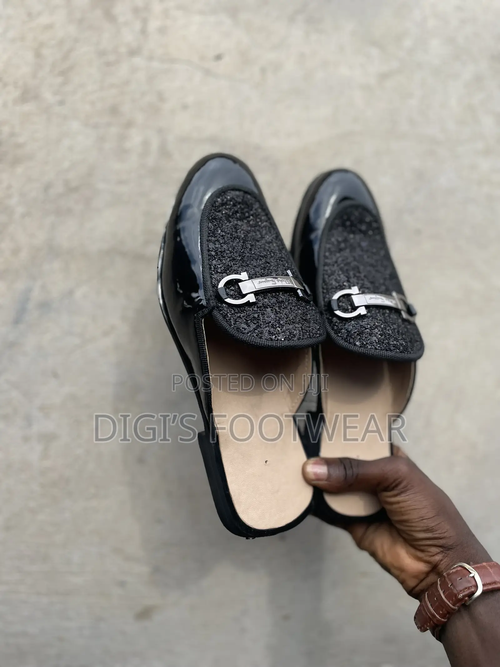 Black Accessorized Half Shoe