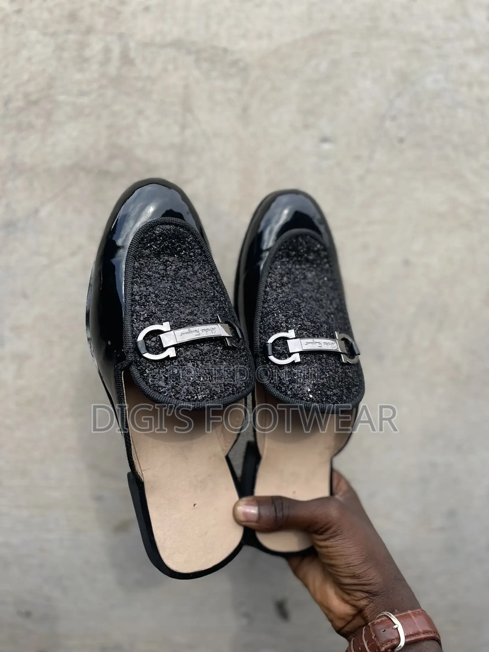 Black Accessorized Half Shoe