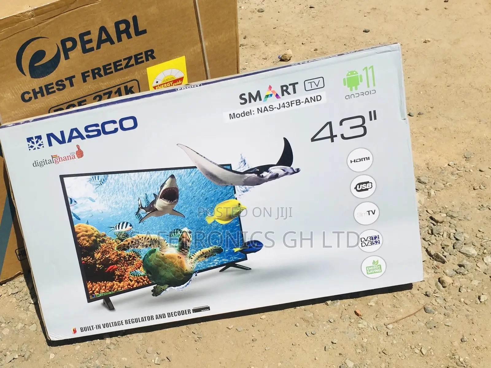 43 Inches Glossy LED Smart Black Electric Nasco Tv 