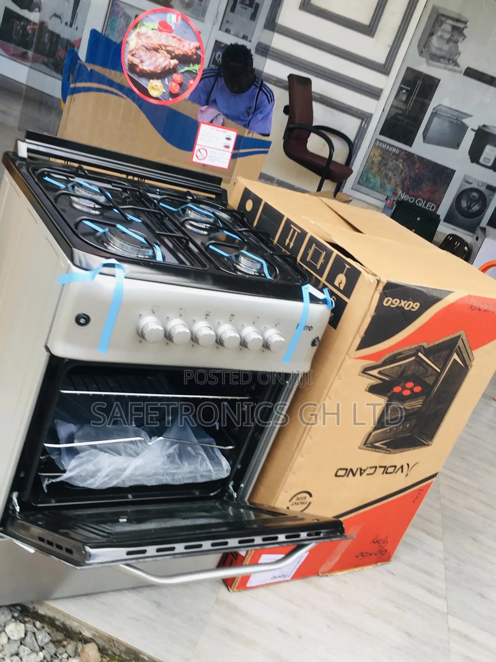 Glass Lid Volcano Oven With Grill 4 Burner 50x50 Cooker