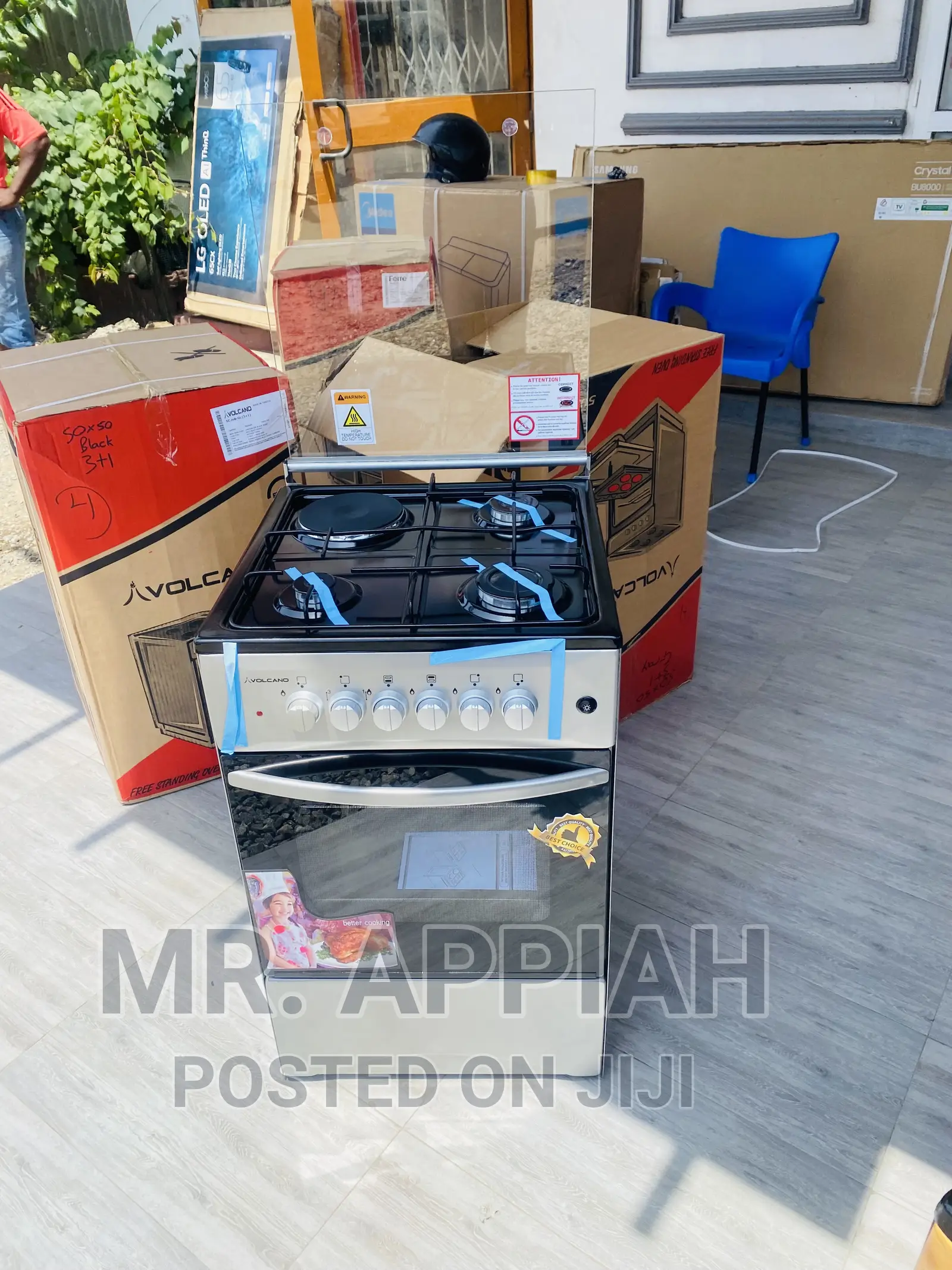 Convenient Volcano 50x50 3 Gas + 1 Electric Cooker,Gray.