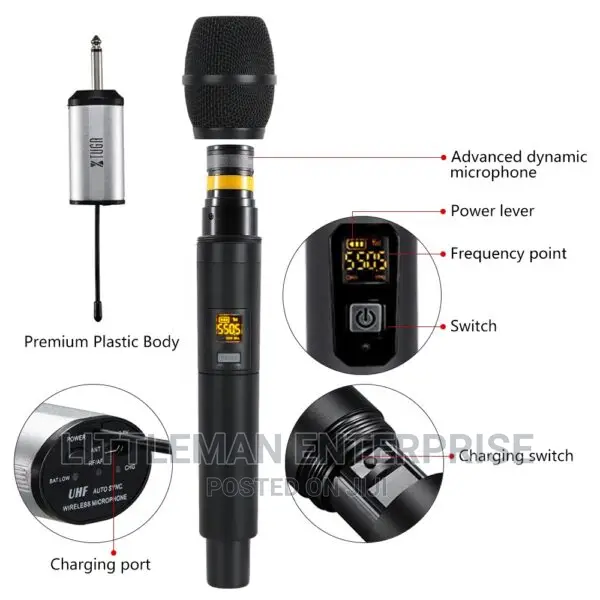 UHF Wireless Handheld Microphone With Portable Receiver