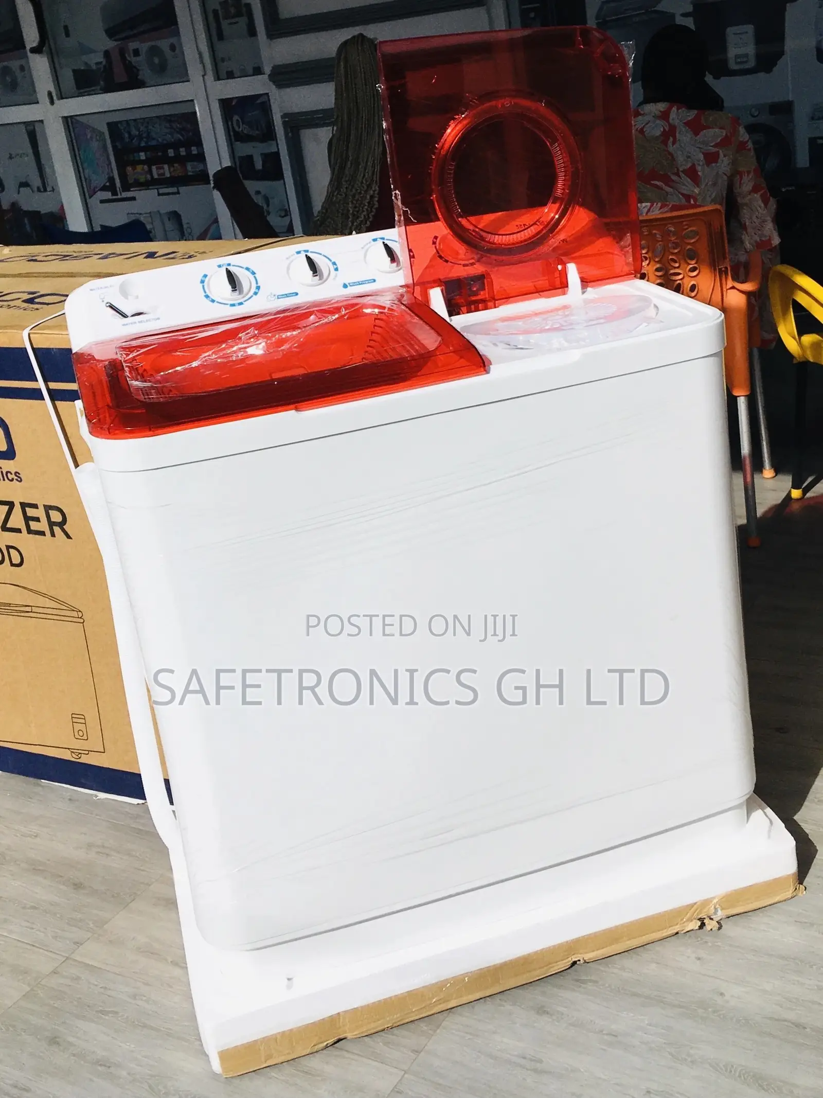 Topload Washingmachine Semiautomatic 11kg Red/White Nasco