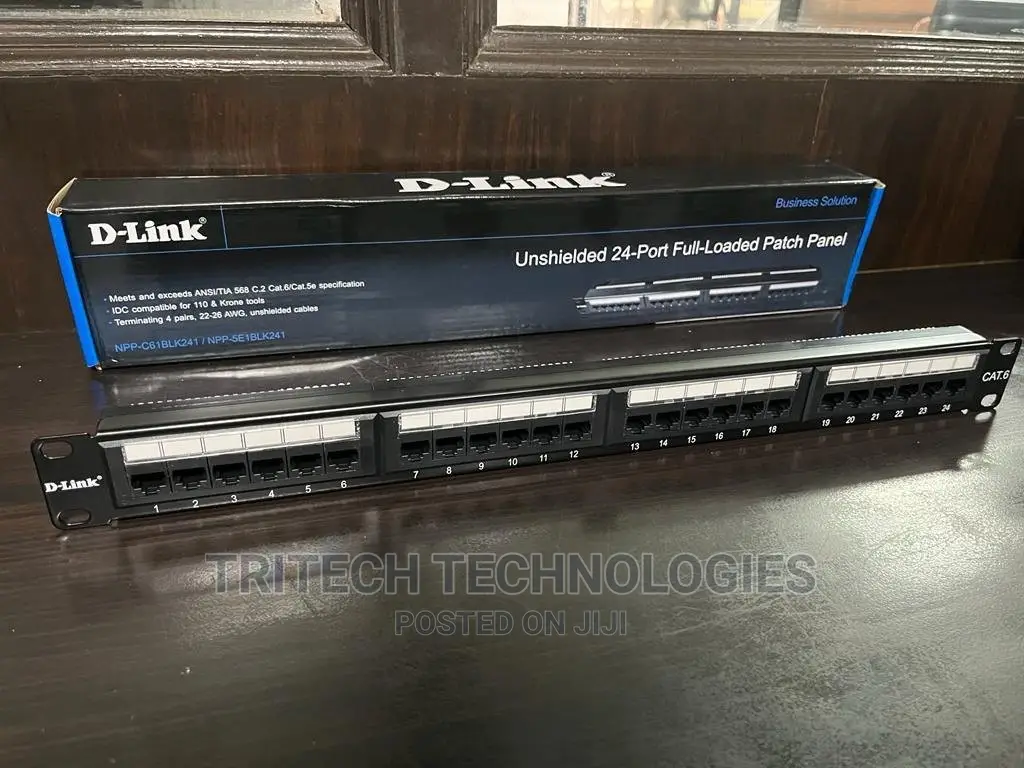 D-Link NPP-C61BLK241 Cat6 Patch Panel 24 Port Loaded