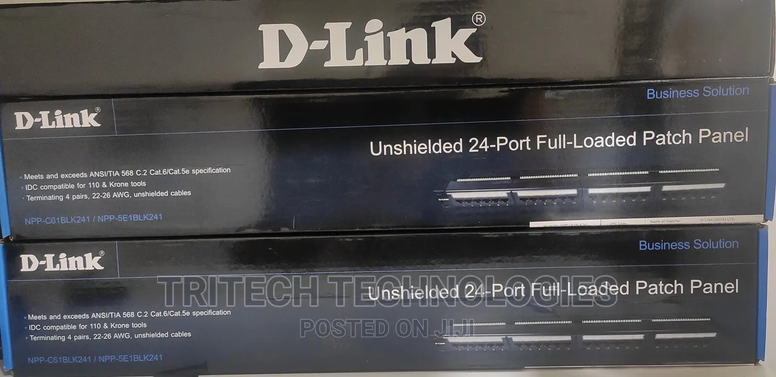 D-Link NPP-C61BLK241 Cat6 Patch Panel 24 Port Loaded