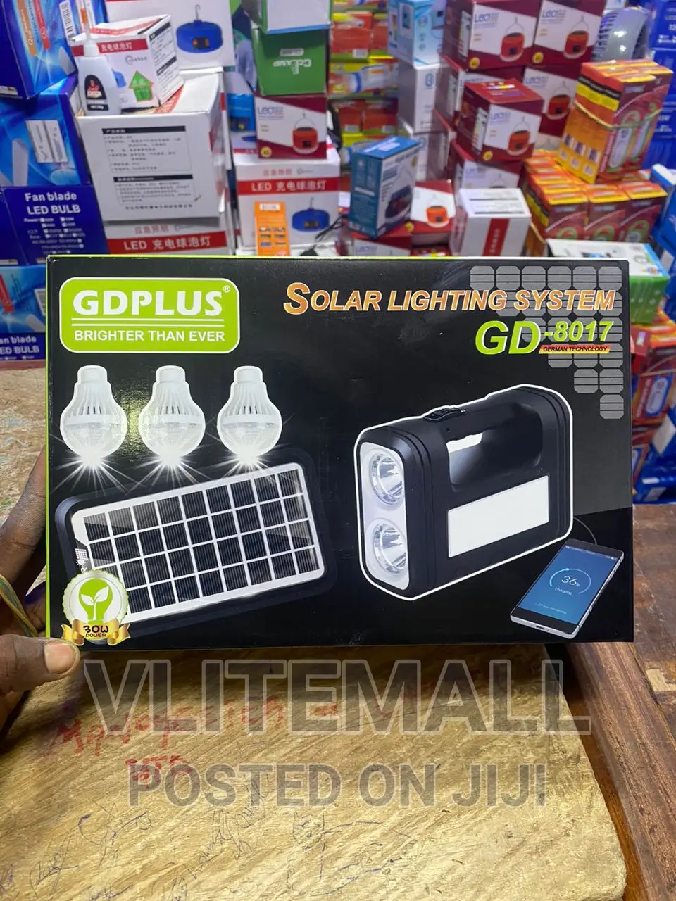 Solar Lighting System With Lamps, Fm Radio (Gd-8017)