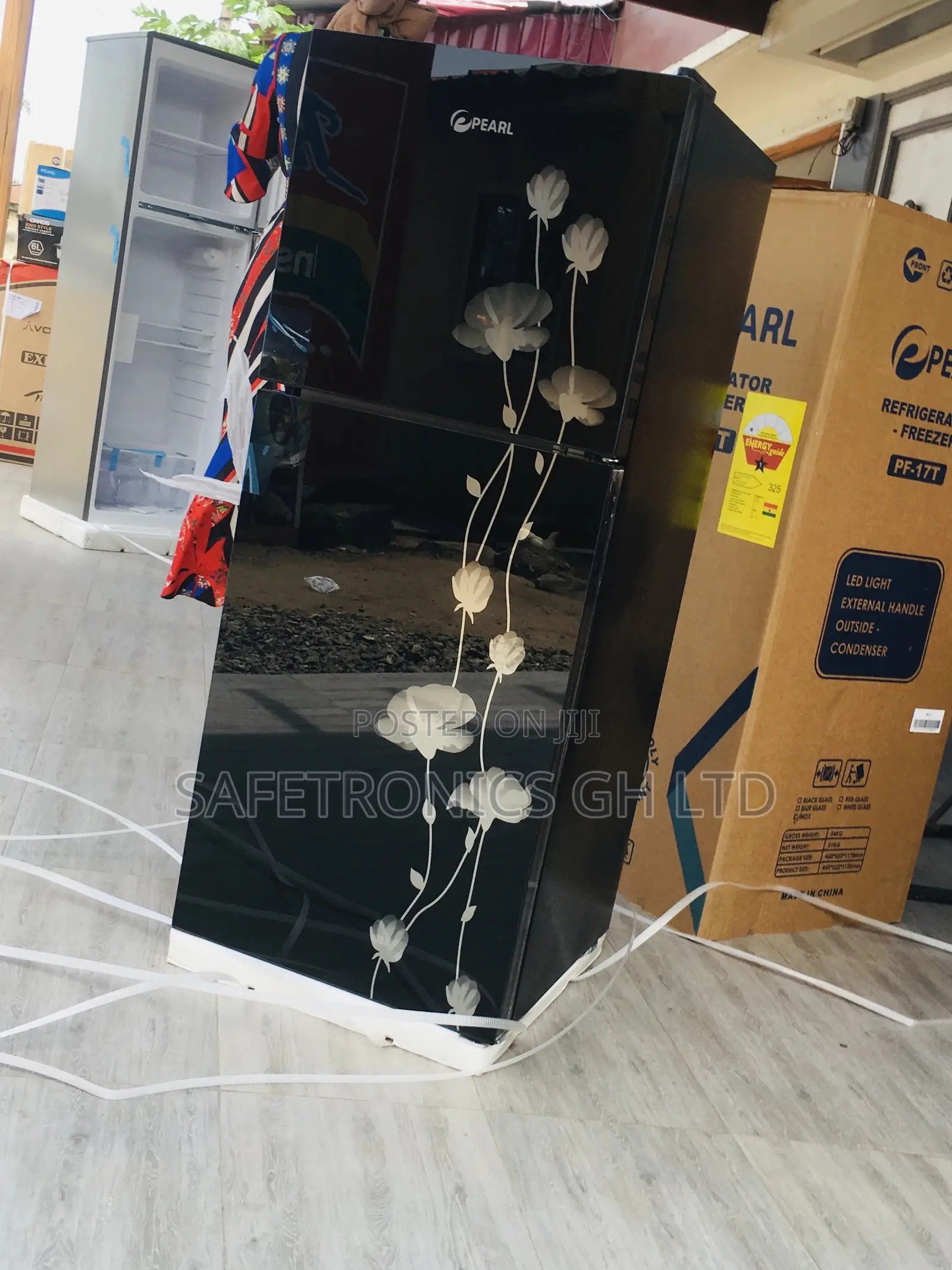 Black Glass Topfreezer PF-17T Doubledoor Pearl Fridge 