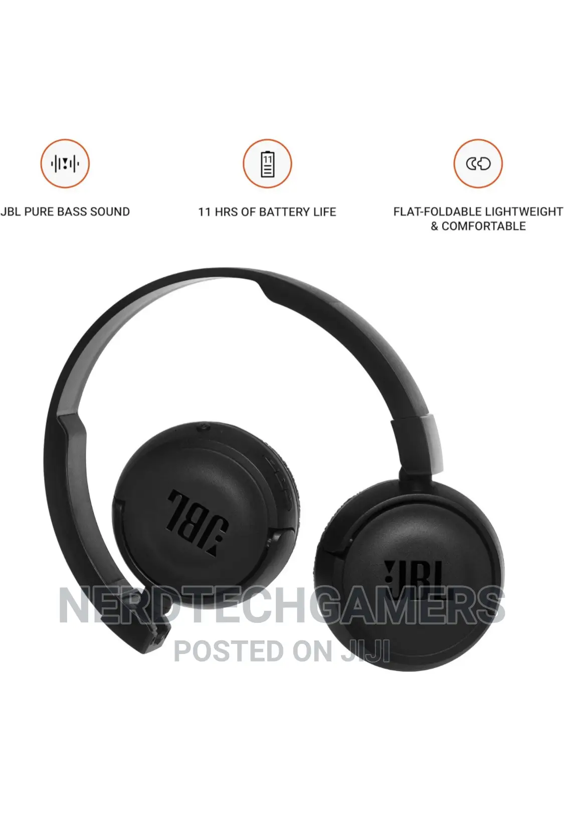JBL T460BT Extra Bass Wireless on-Ear Mic - Black