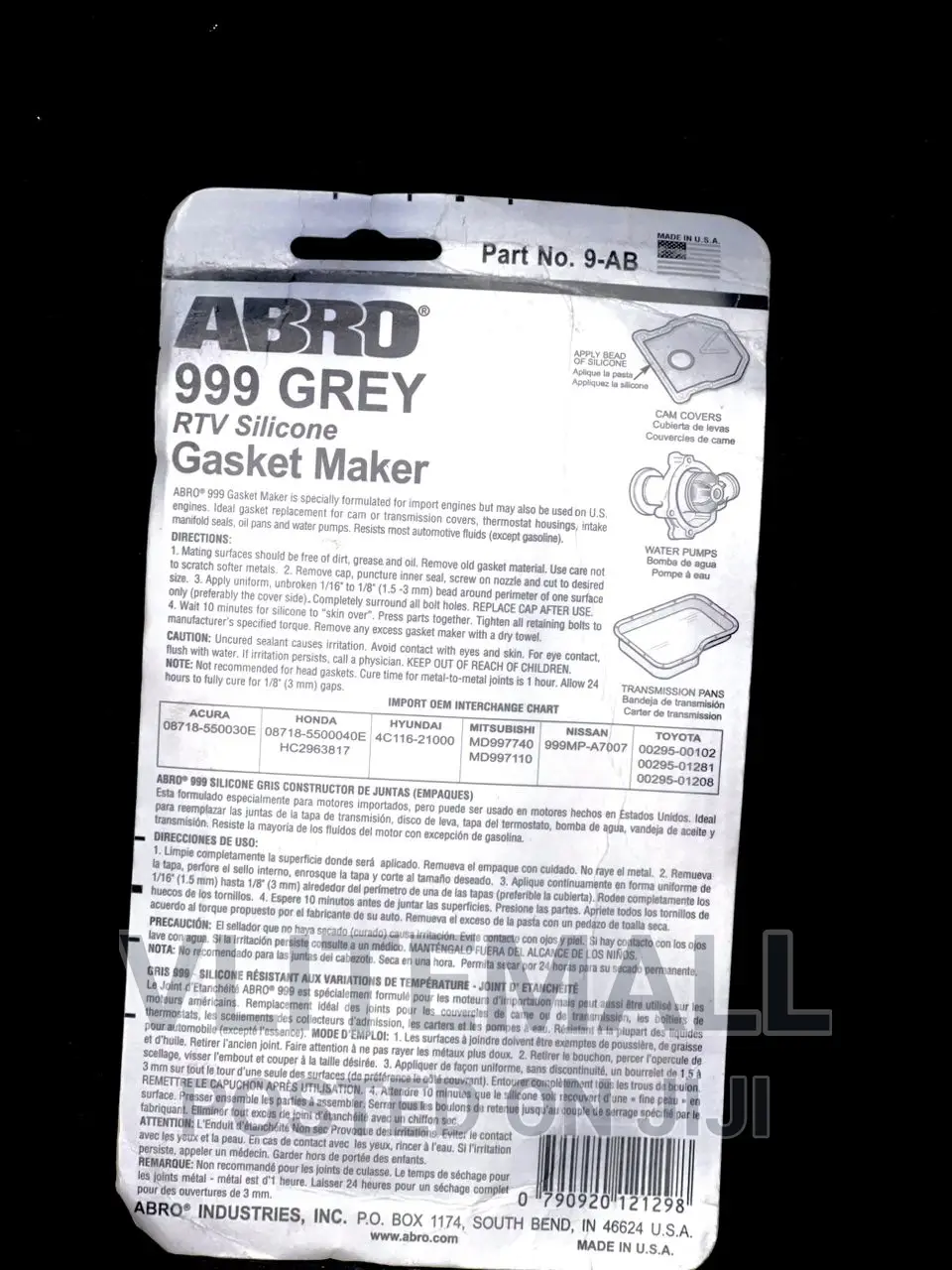 Abro Grey 999 Gasket Maker ( 9-ab )