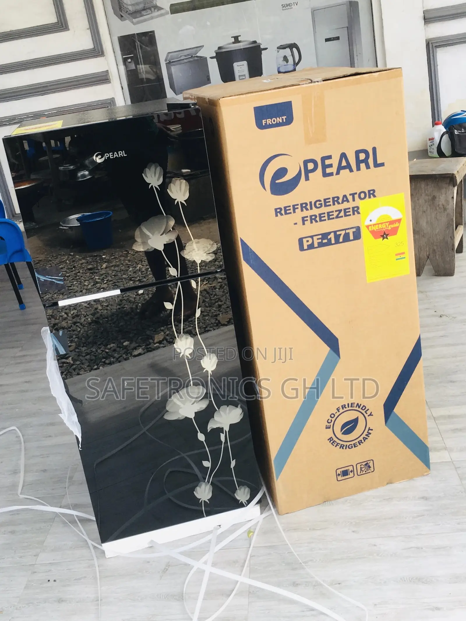Black Glass Topfreezer PF-17T Pearl Doubledoor Fridge 
