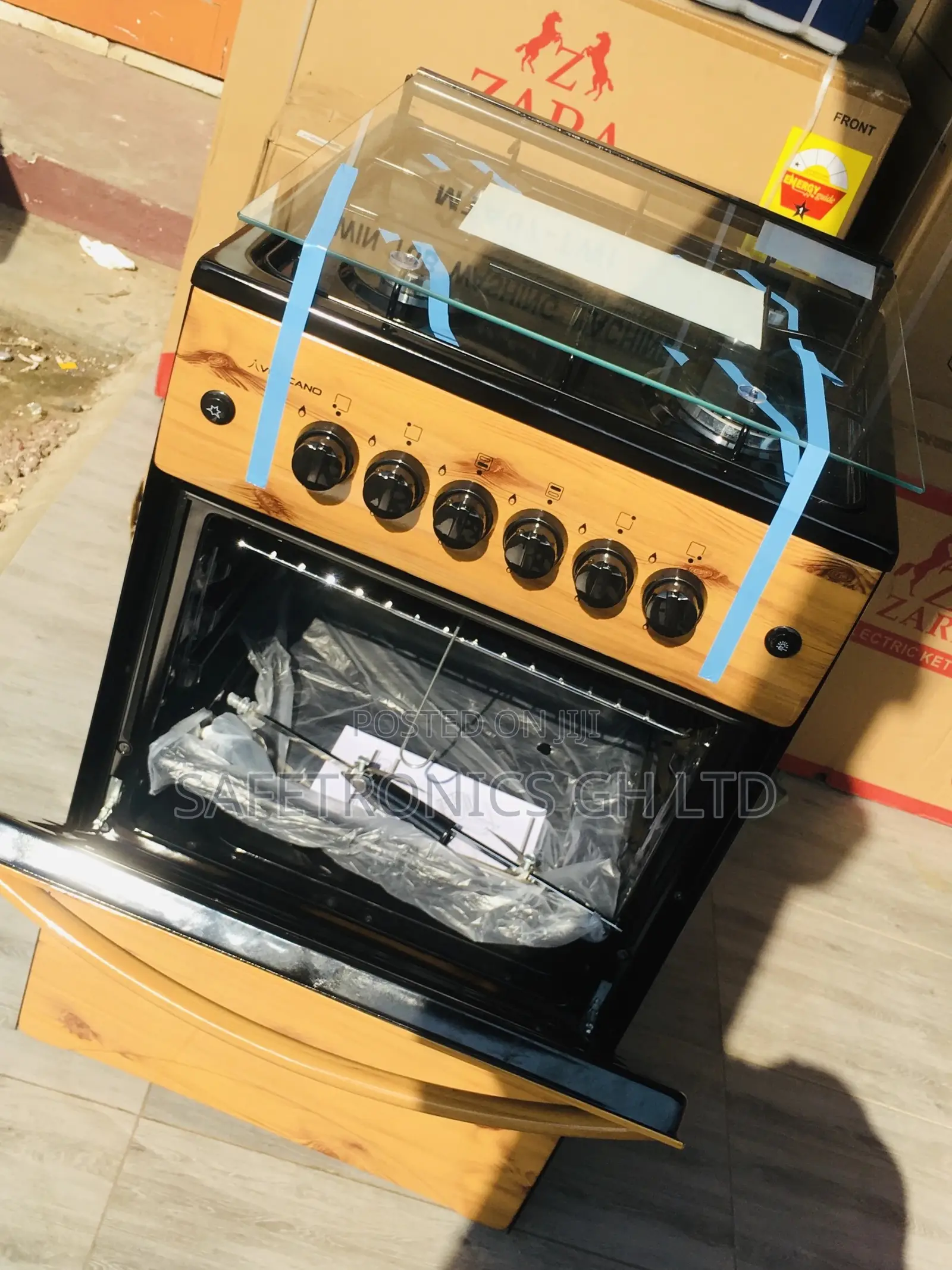 Light Wooden 4 Gas Burner Oven With Grill Volcano 50x50