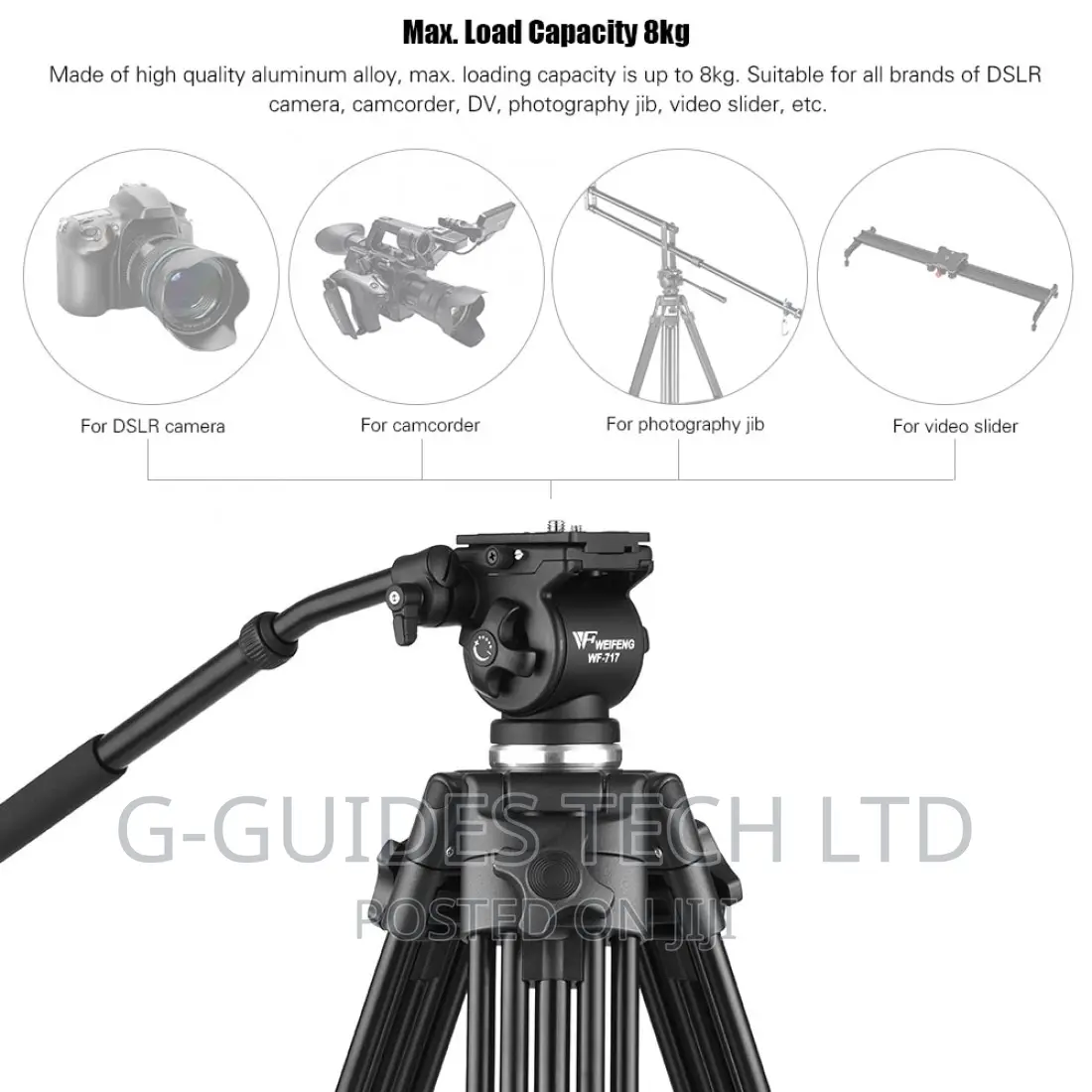 WF-717 Heavy Duty CAMERA Tripod With Fluid Hydraulic Head