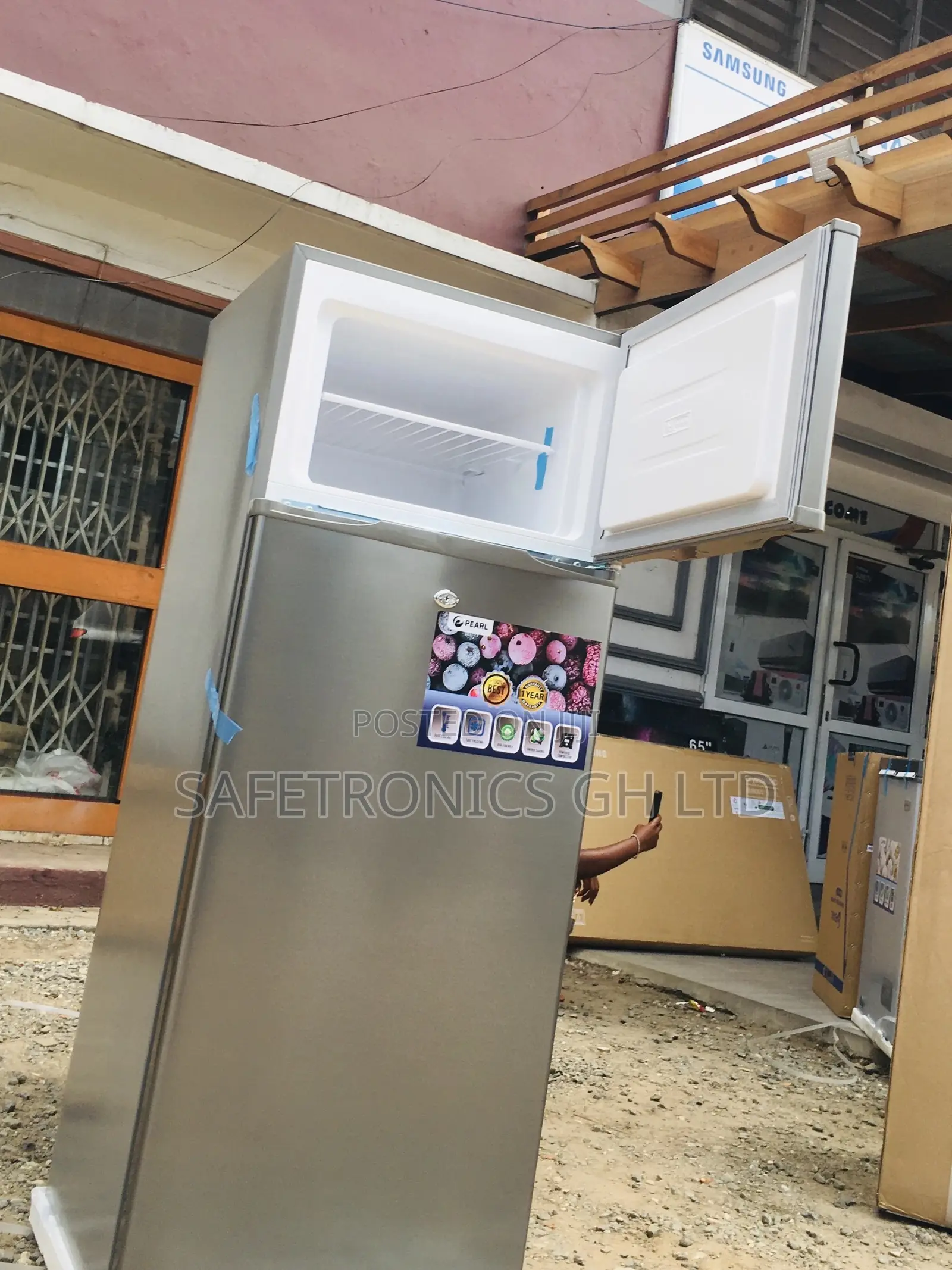 Pearl PF-250 Doubledoor Topfreezer 205L Gray Electric Fridge