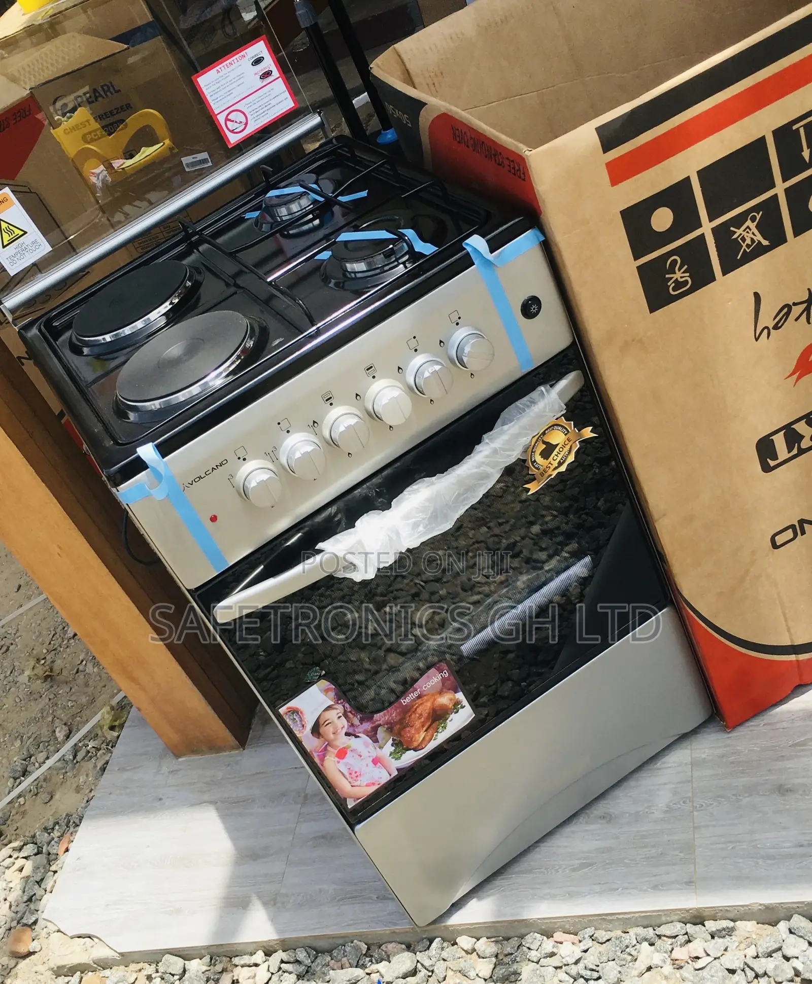 Gray 50x50 Oven With Grill Volcano 4 Gas Cooker Burner
