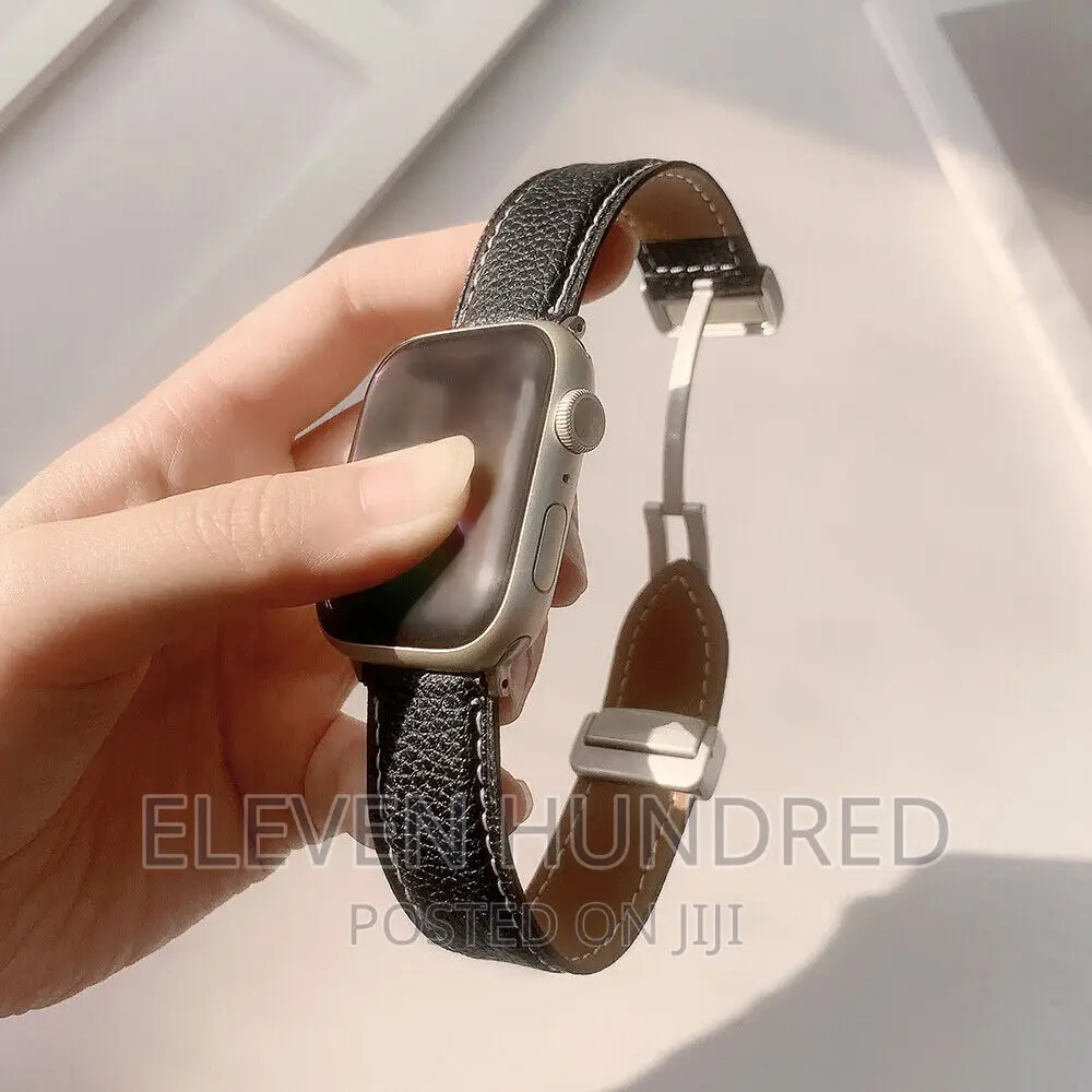 Magnetic Clasp Leather Strap Band for Apple Watch 9 8 7 6 Se