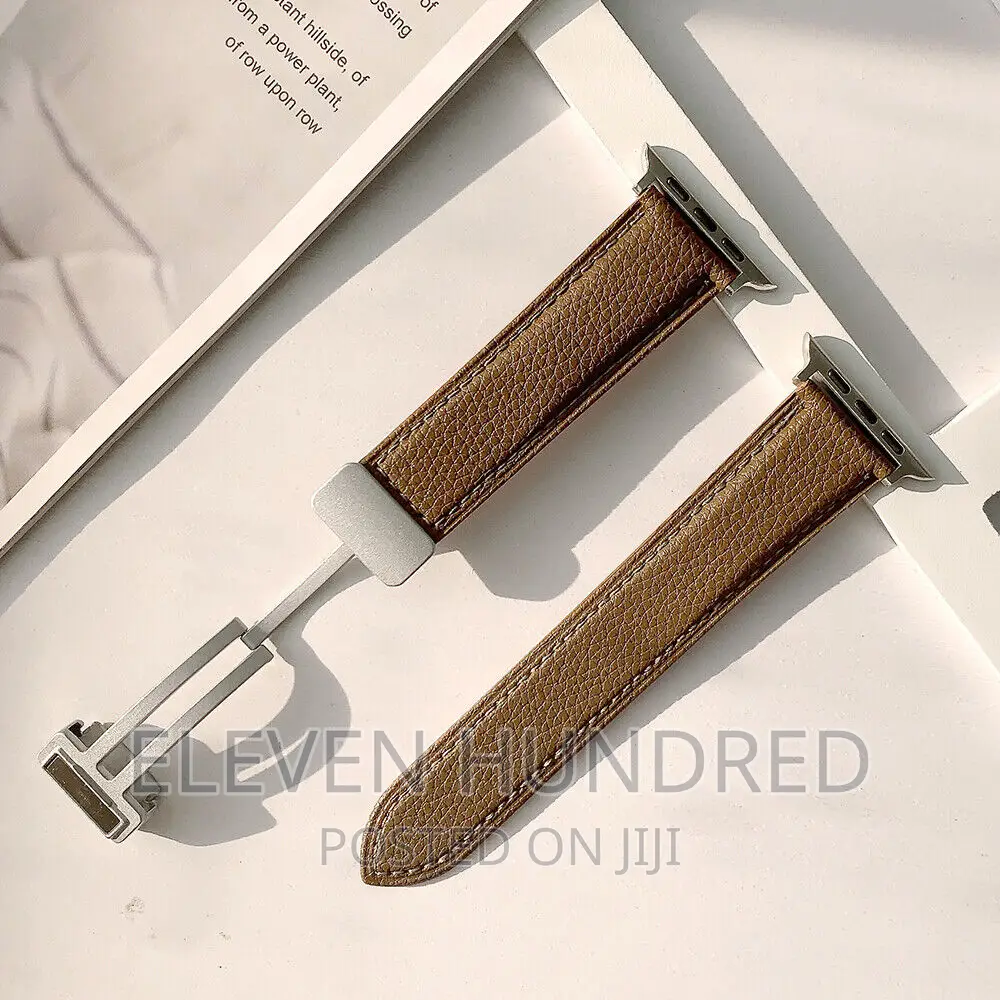 Magnetic Clasp Leather Strap Band for Apple Watch 9 8 7 6 Se