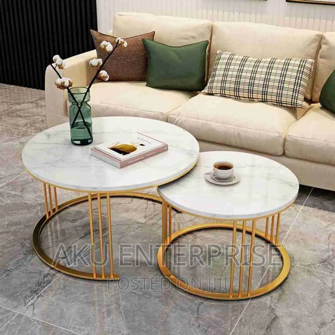 Marble Centre Table, Coffee Nesting Side Tables 2 in 1