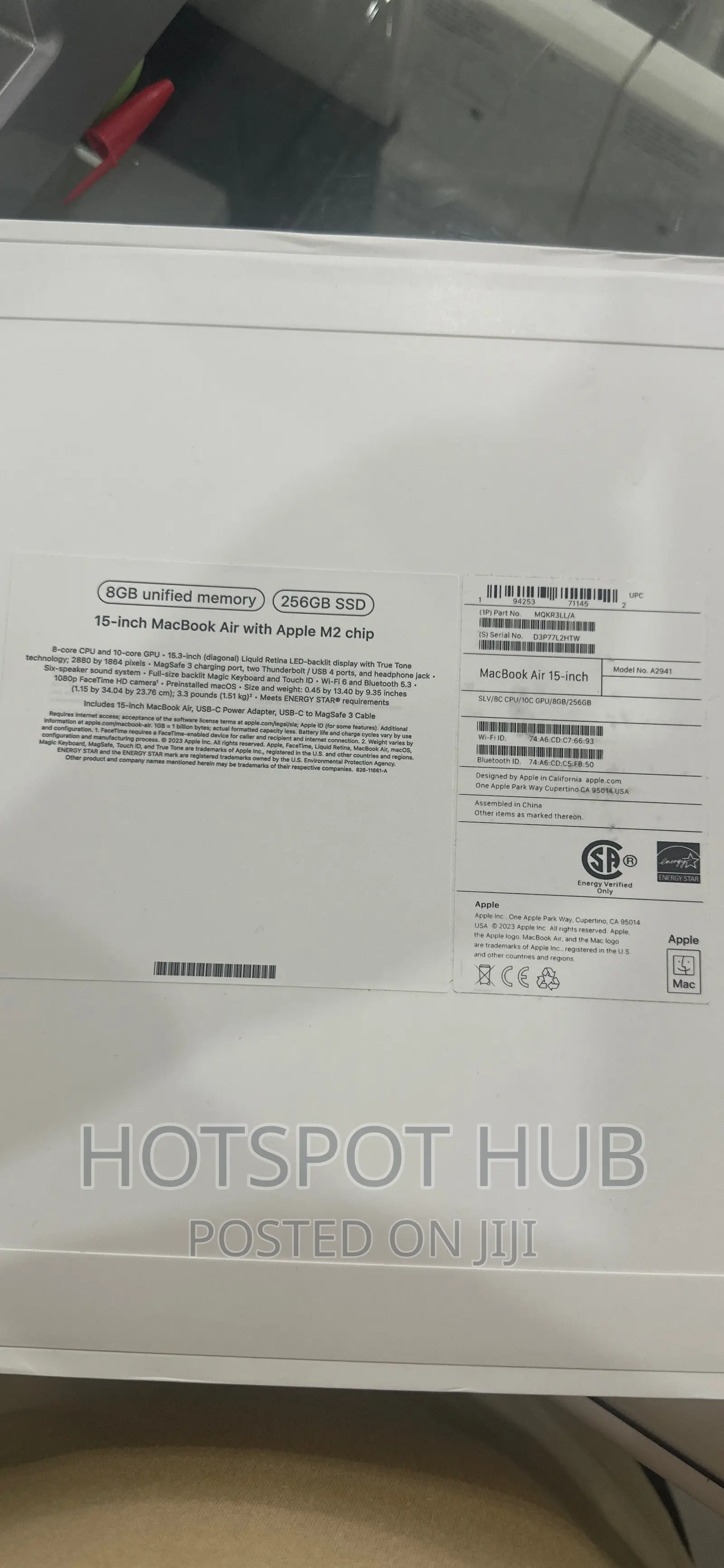 New Laptop Apple MacBook Air 2022 M2 8GB Apple M2 SSD 256GB
