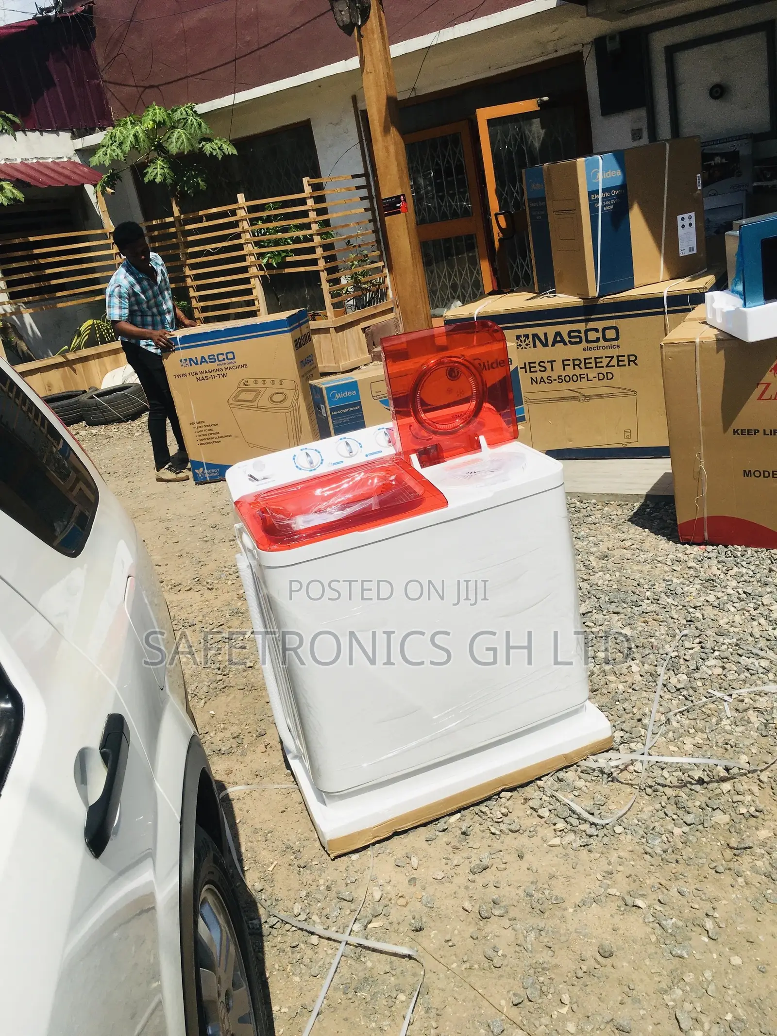 Topload Semiautomatic Nasco Red/White 11KG Washingmachine