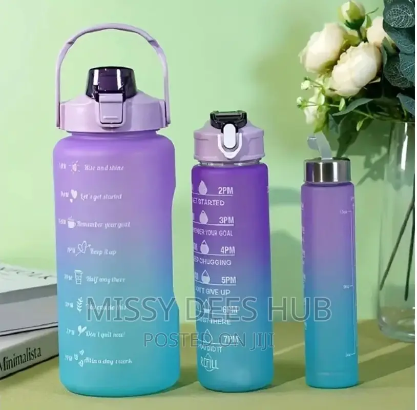 3pcs Bottles With Motivational Time Marker