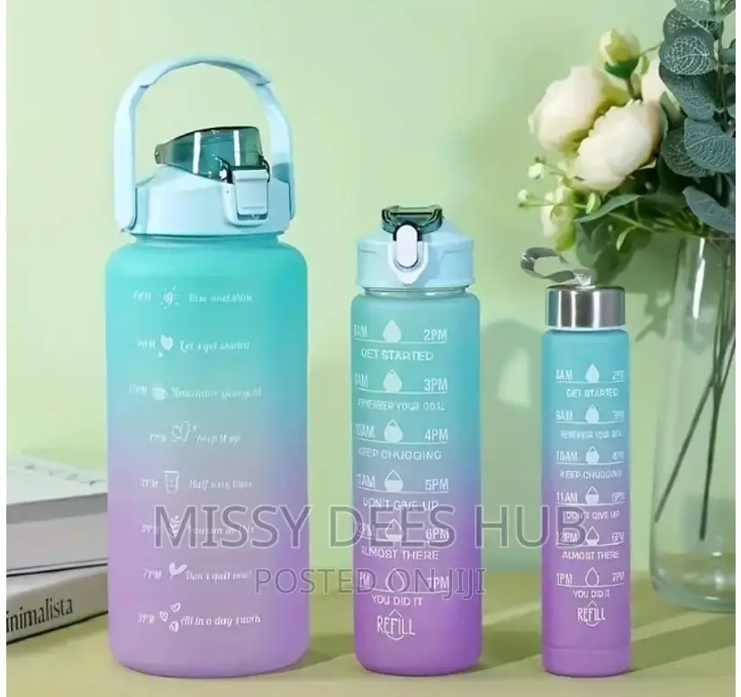 3pcs Bottles With Motivational Time Marker