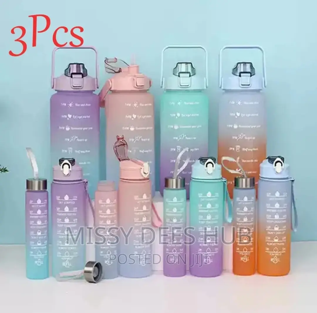 3pcs Bottles With Motivational Time Marker