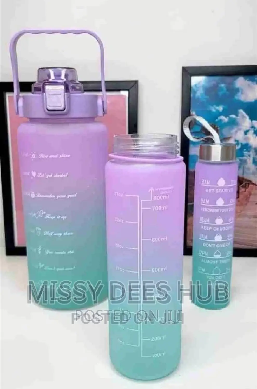 3pcs Bottles With Motivational Time Marker