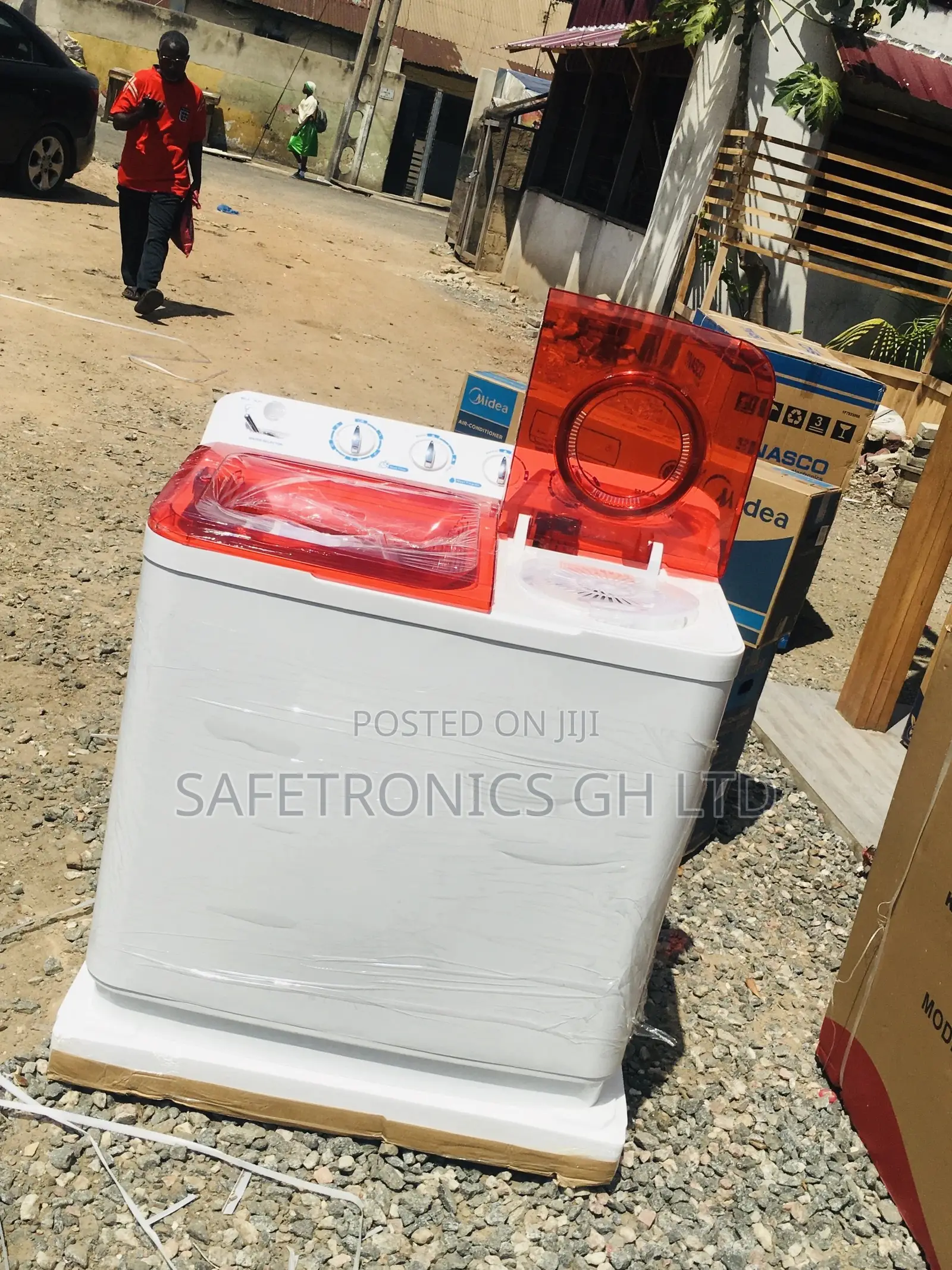 Topload Washingmachine 11kg Semiautomatic Nasco Red/White