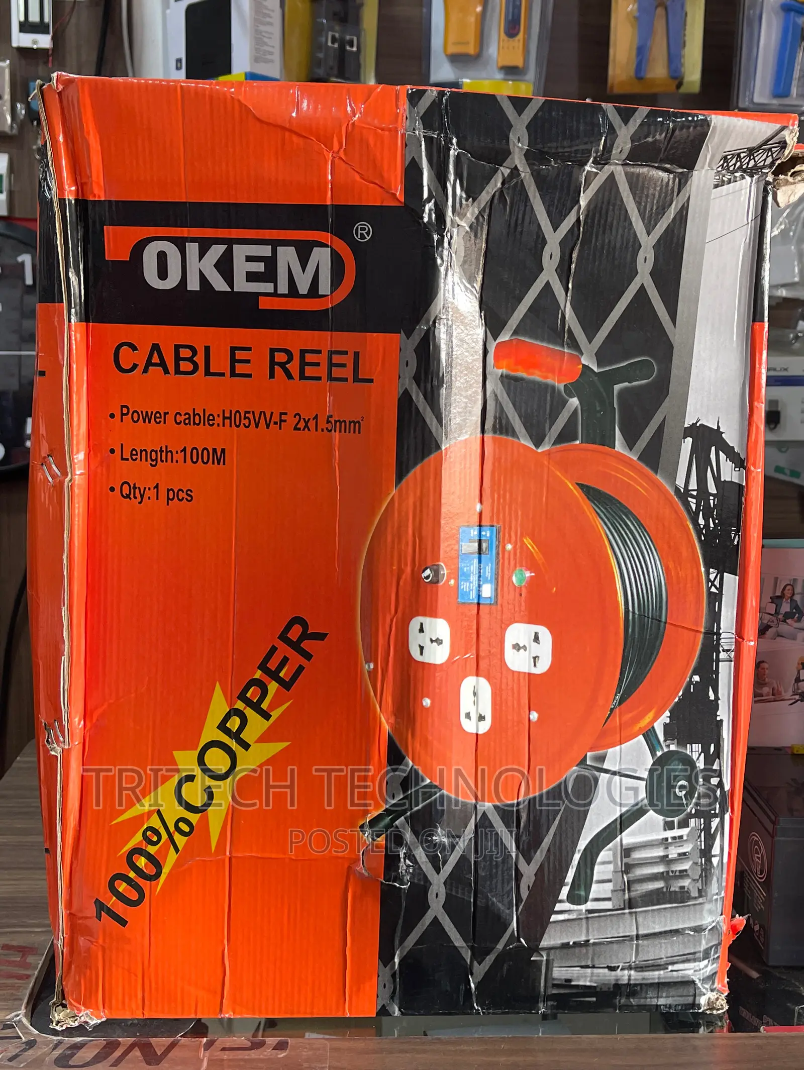 Cable Reel Okem 100M Pure Cooper