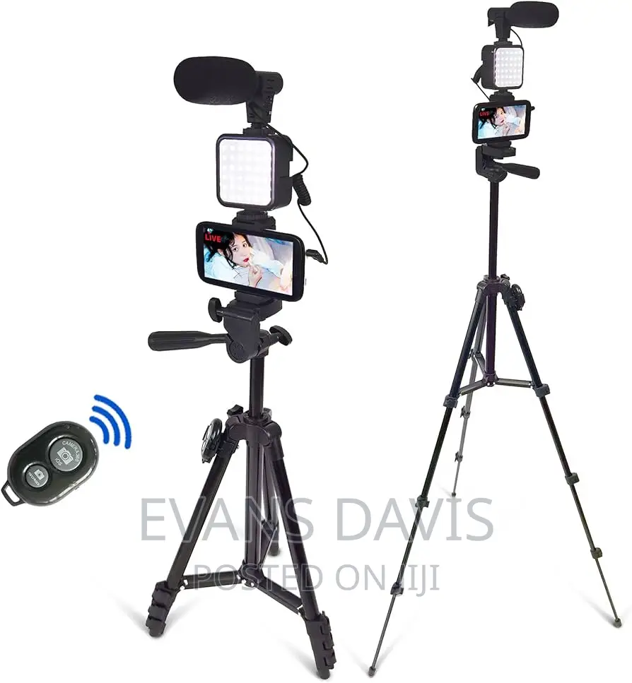 Adjustable Tripod Stand Vlogging Kit With Mic,Remote Light