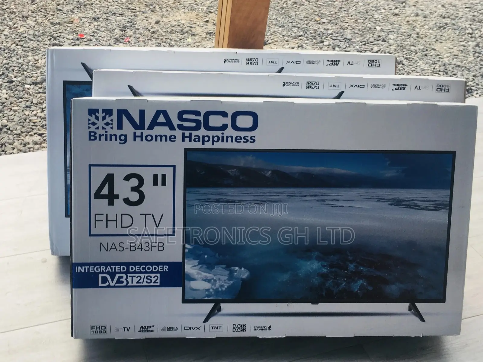 Black 43 Inches Glossy LED Digital Satelliet Nasco Tv