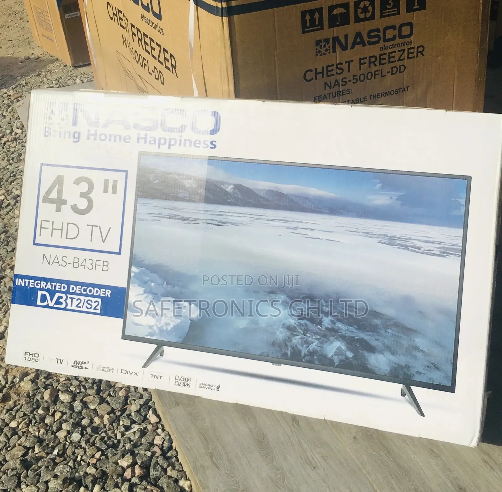 Glossy Black 43 Inches Nasco FHD Digital Satelliet LED Tv