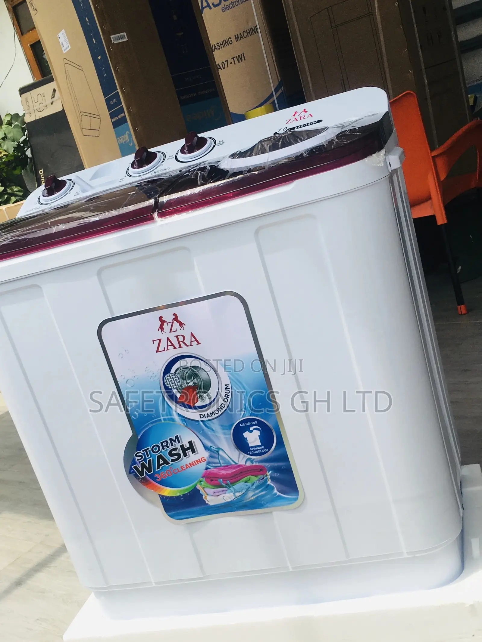 Topload Washingmachine 7kg Semiautomatic Zara White/Red 
