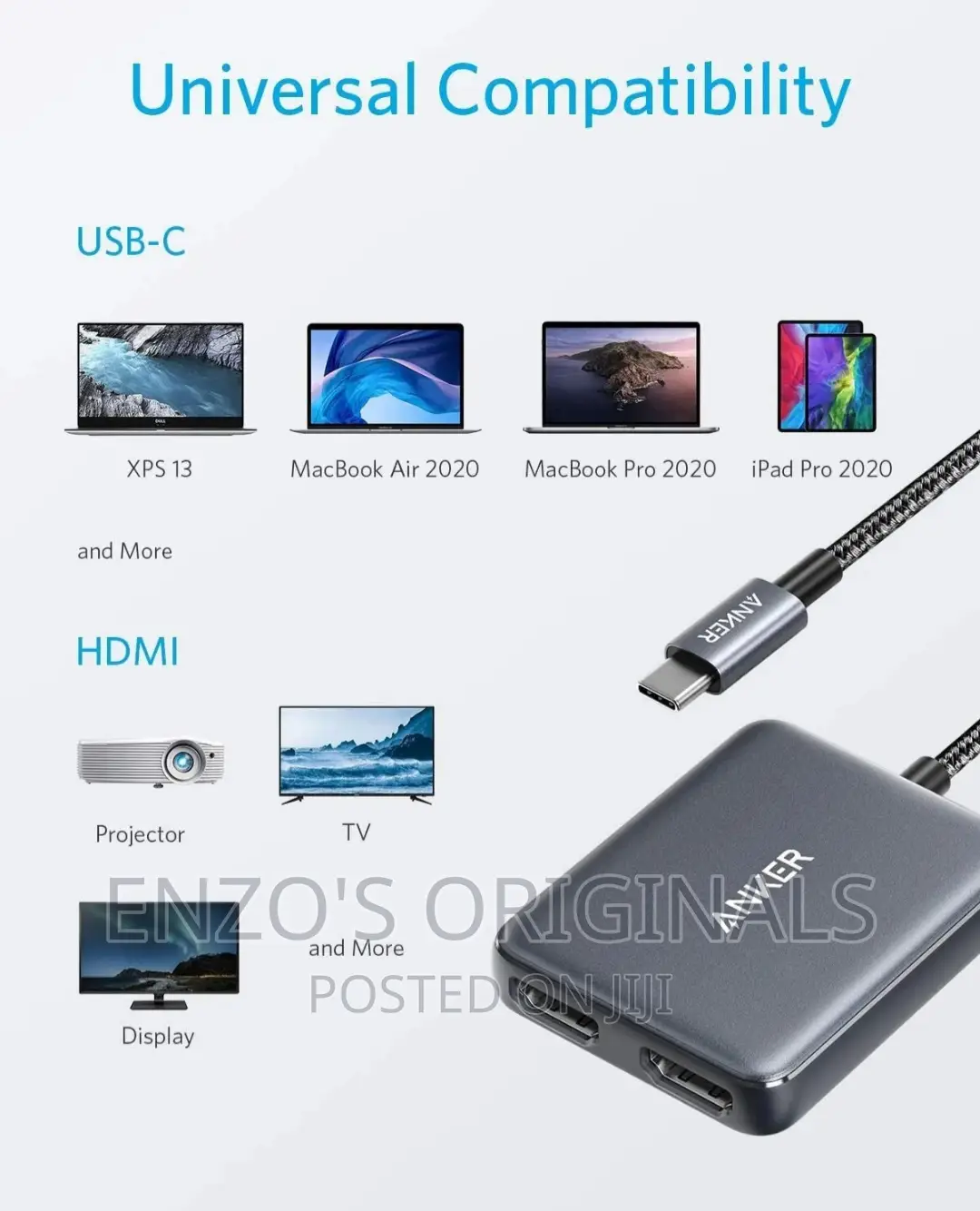 Anker Usb-C to Dual Hdmi Adapter Multiple Display Adapter