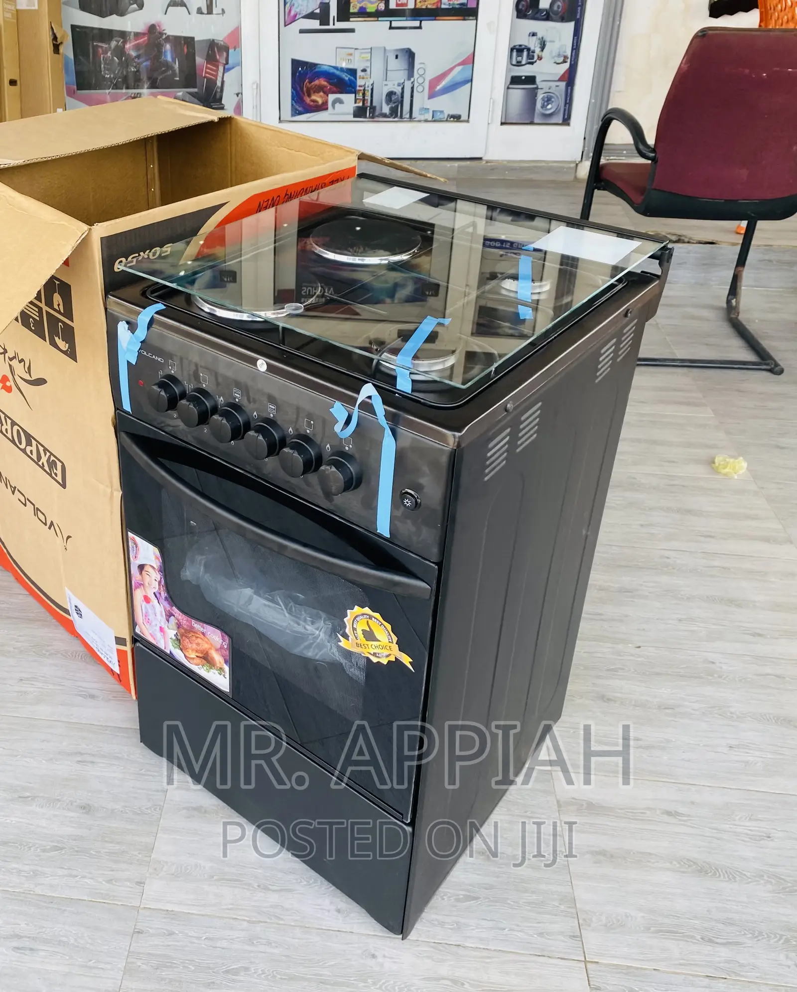 Basic Black Volcano 50x50 2 Gas + 2 Electric Burner(Black).