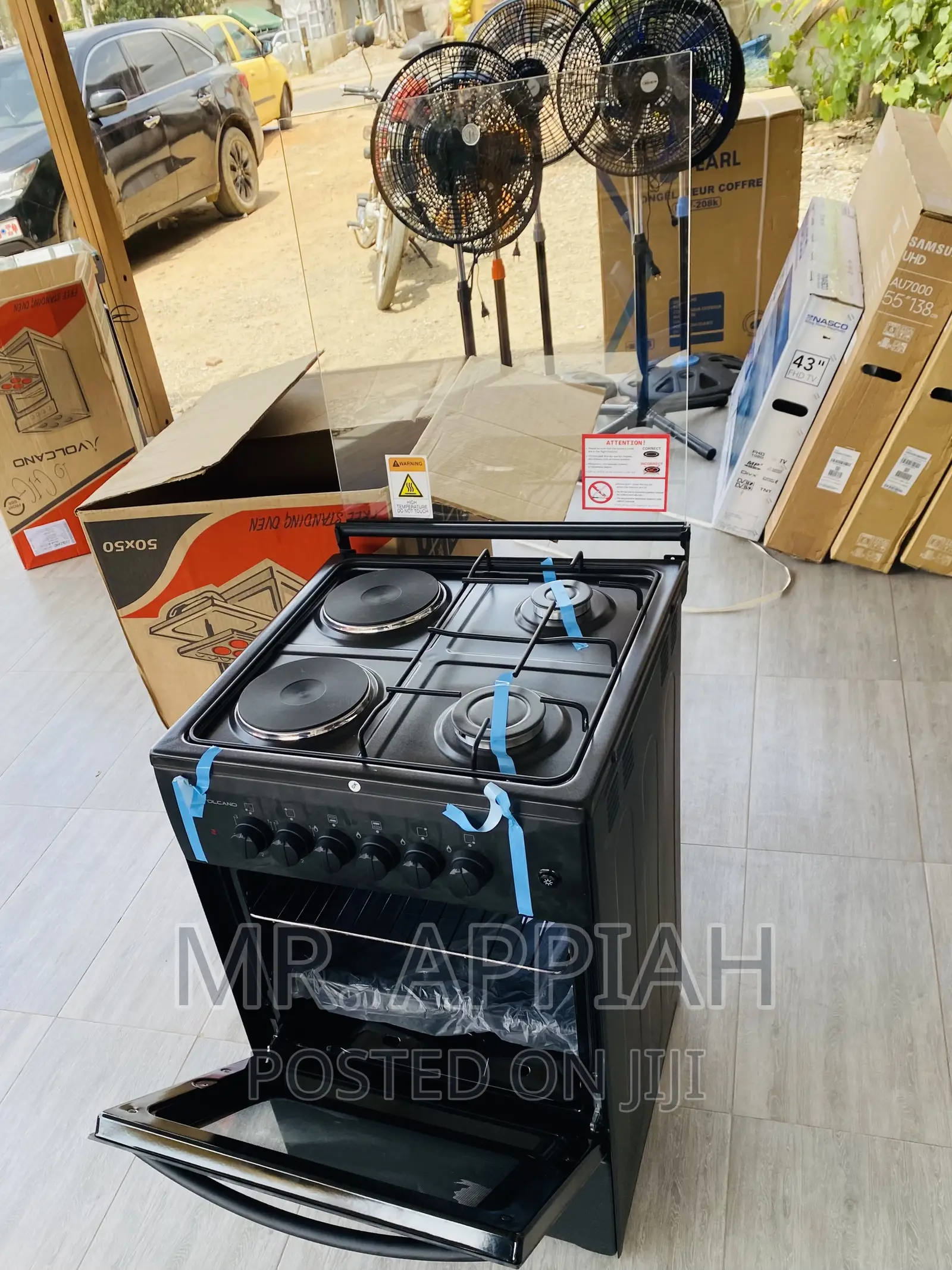 2 Electric + 2 Gas Burner Volcano 50x50 With Oven(Black).