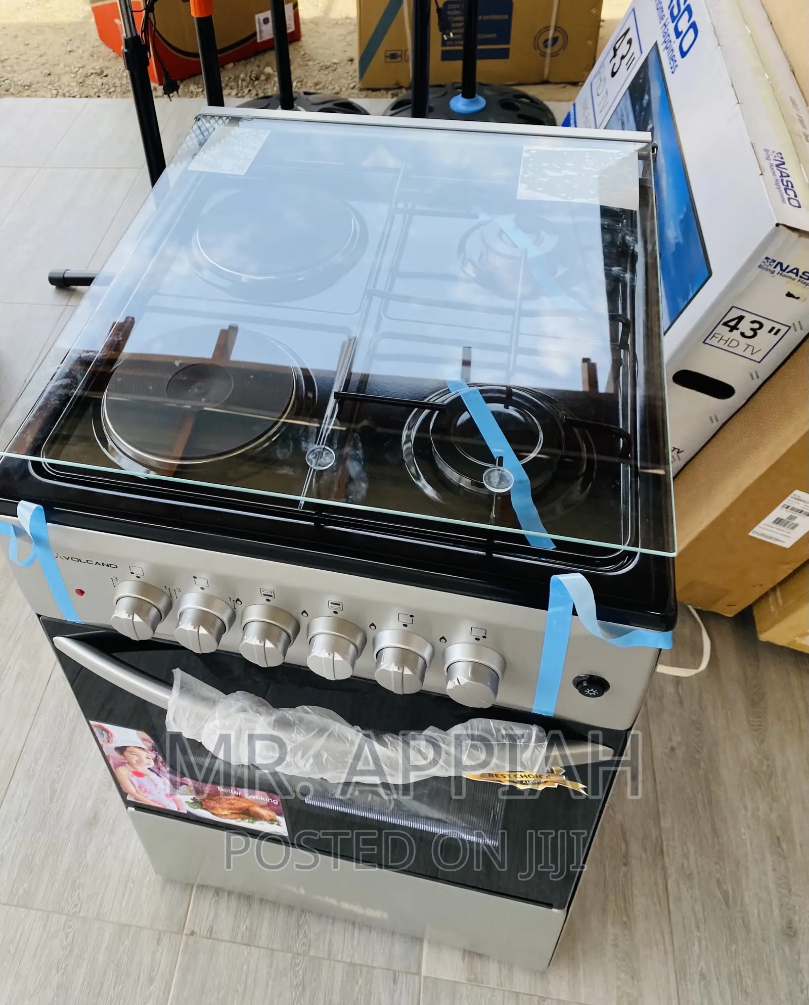 Sleek Volcano 50x50 2 Electric + 2 Gas Burner + Oven(Gray).