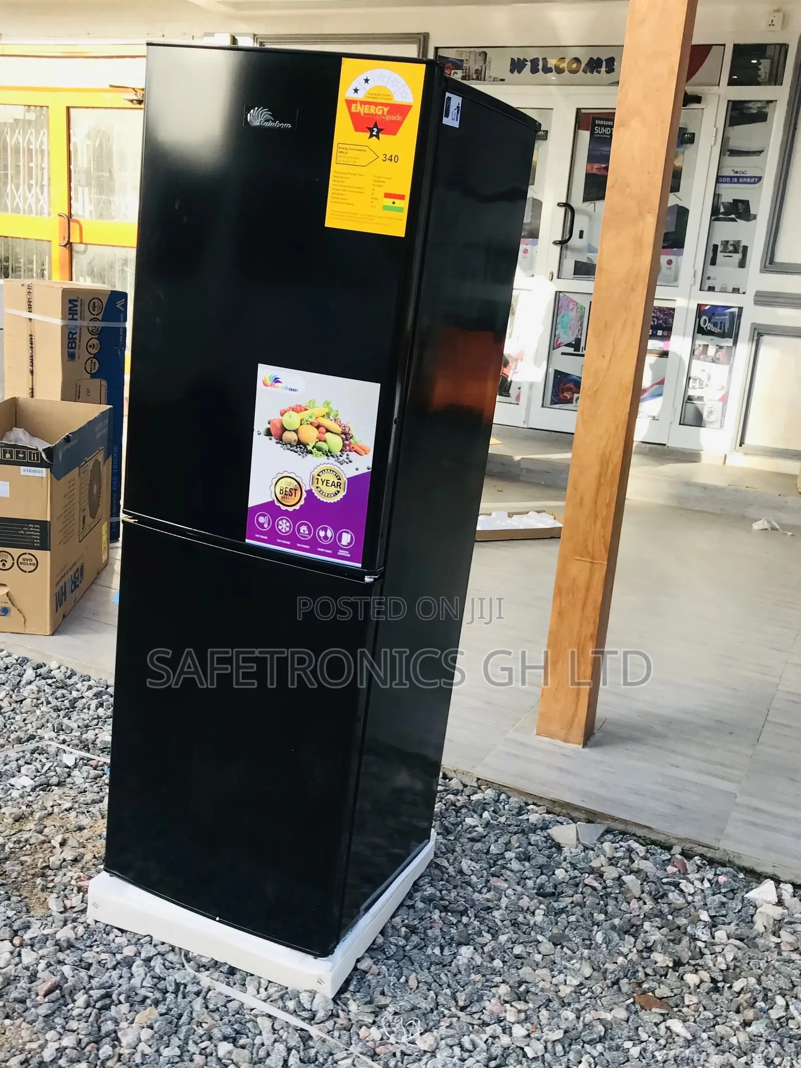 Bottomfreezer RF-200B Doubledoor Rainbow Black Fridge