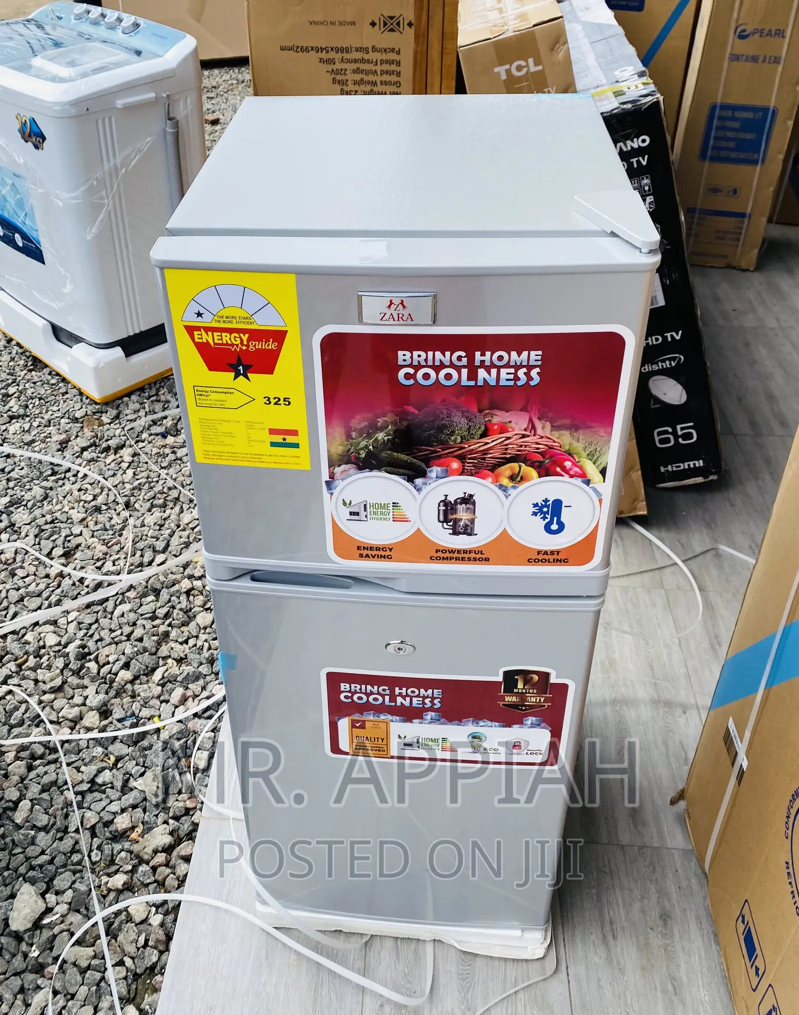 Extremely Chilling Zara 14TM 2 Door Electric Fridge,Gray.