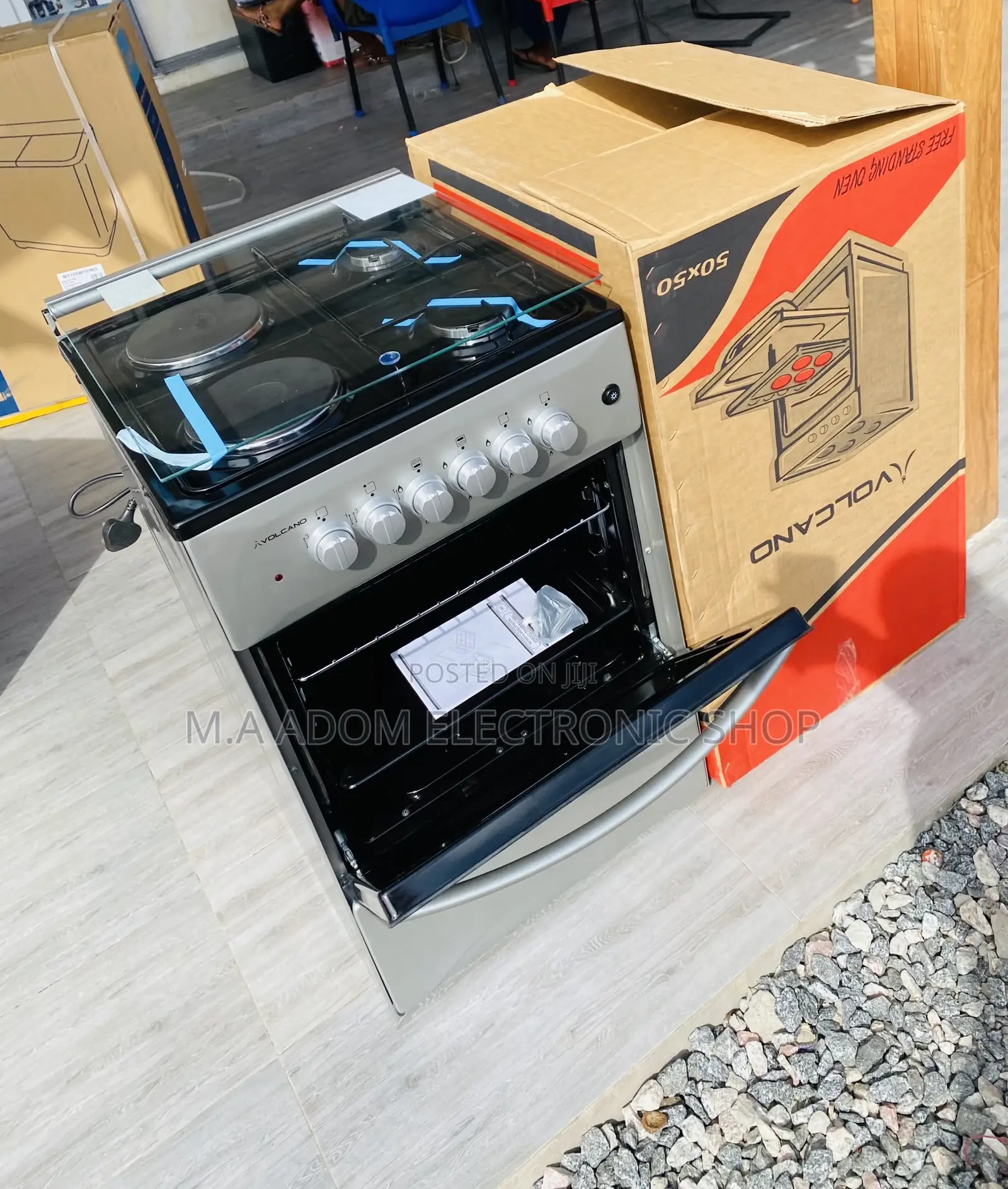 Quality Volcano 50x50 2 Gas + 2 Electric Burner + Oven,Gray.