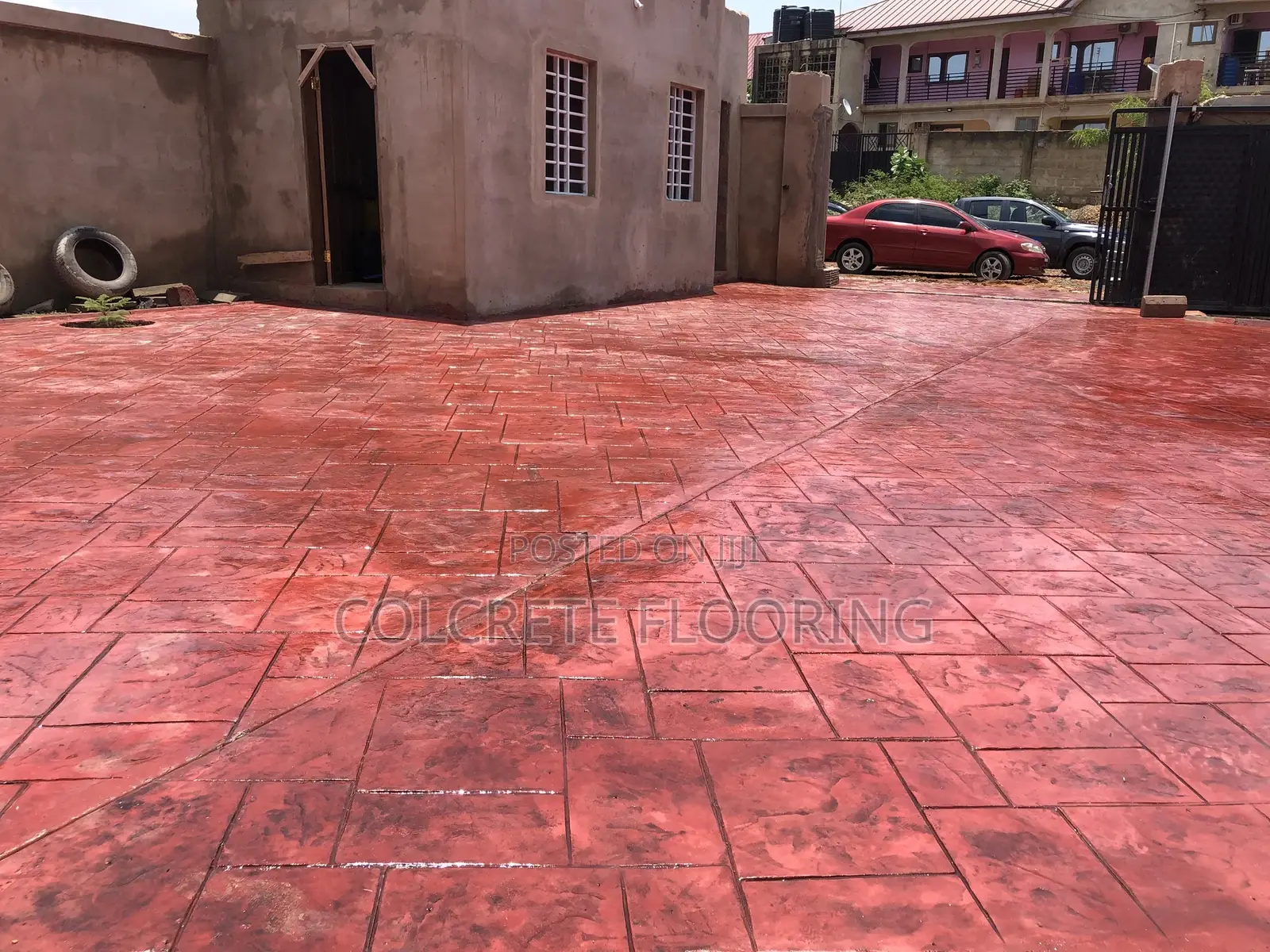 Red Ashlar Slate Stamped Concrete