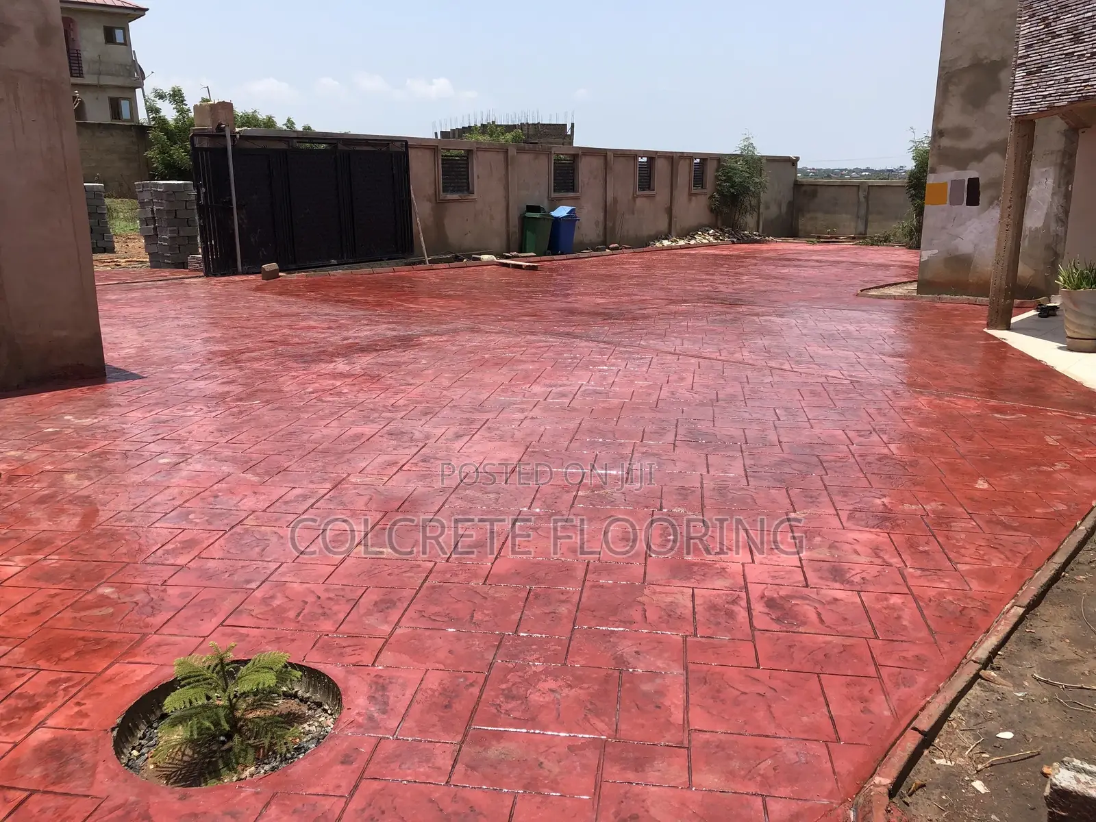 Red Ashlar Slate Stamped Concrete