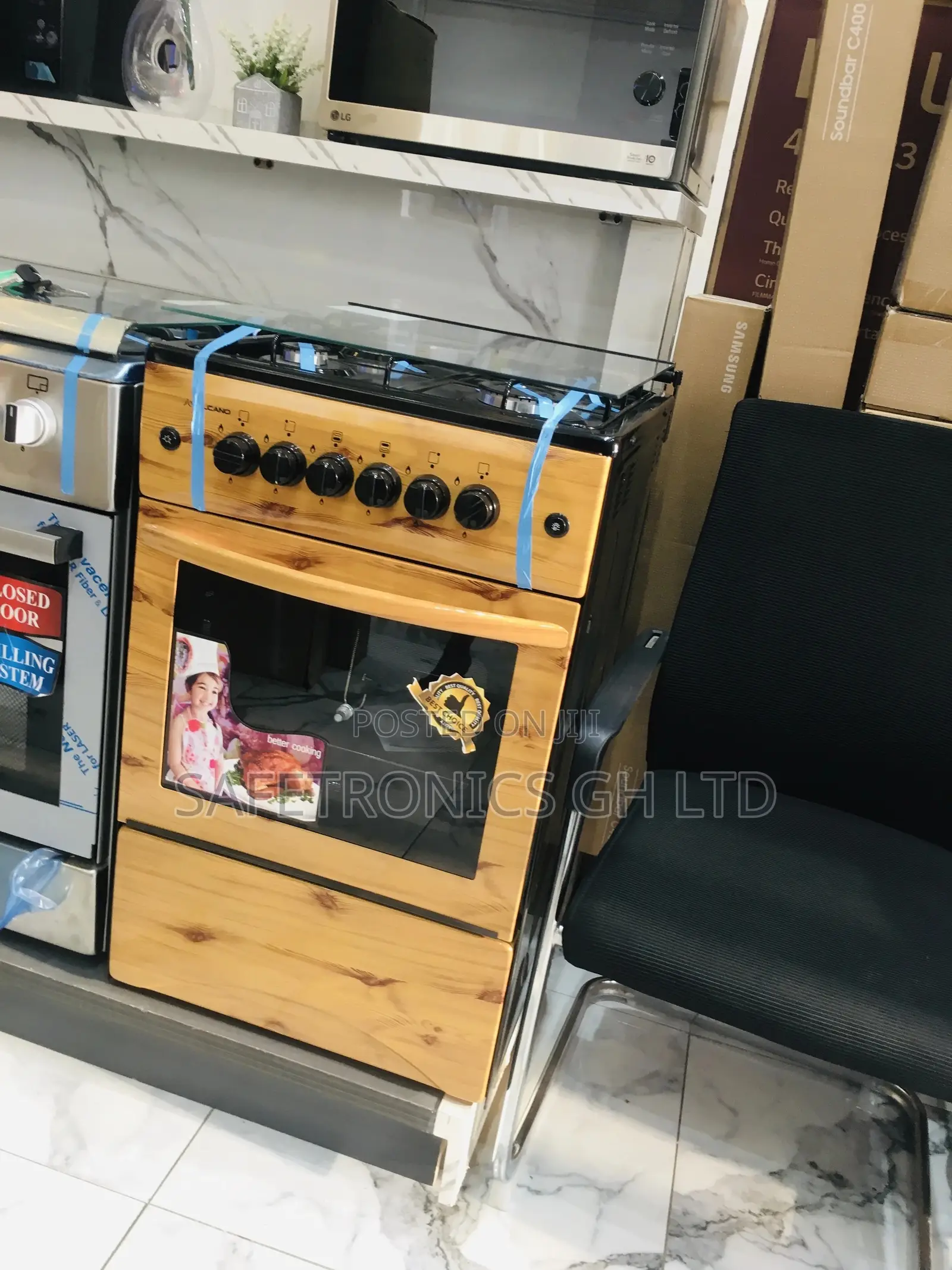 4 Gas Cooker Light Wooden Oven With Grill 50x50