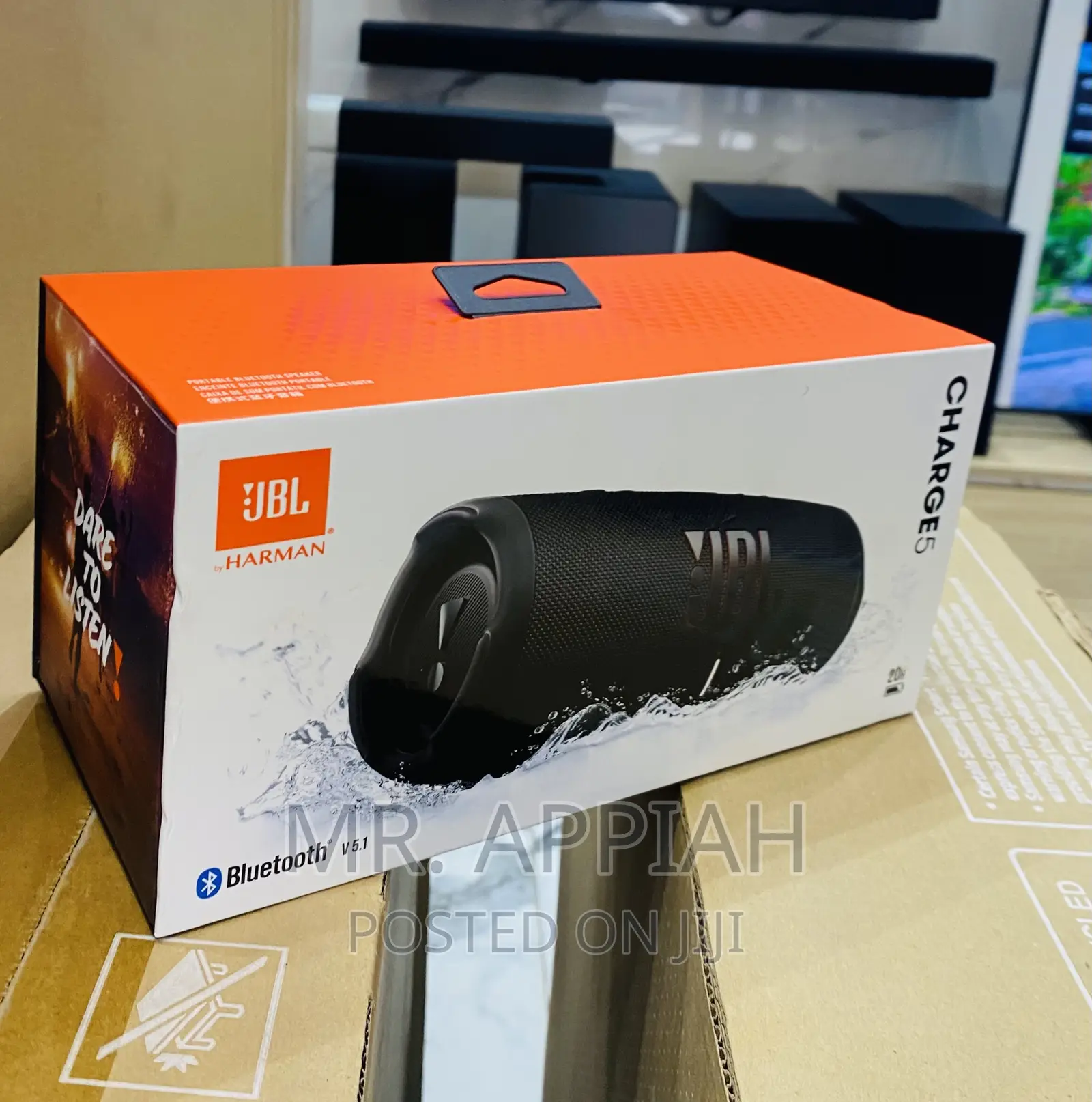 Authentic JBL Charge 5 Rechargeable Speaker(Black)