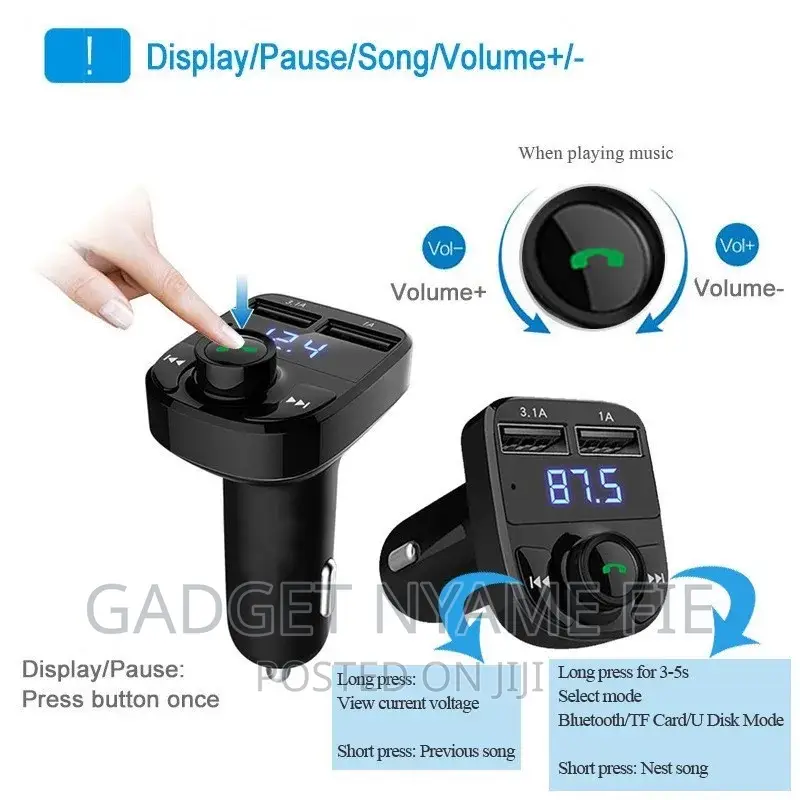 Car Phone Charger + Bluetooth Player + Pen Drive Player